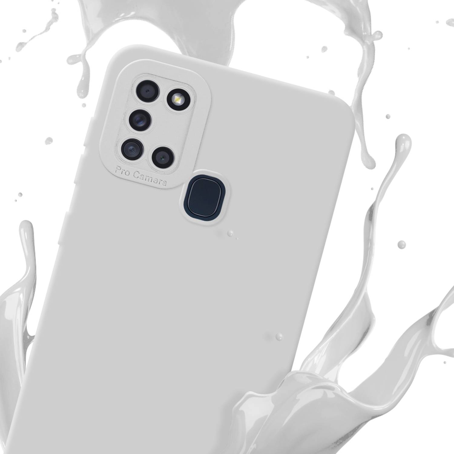Cadorabo Hülle für Samsung Galaxy A21s Schutz Hülle in Weiß TPU Silikon Etui Case Handyhülle