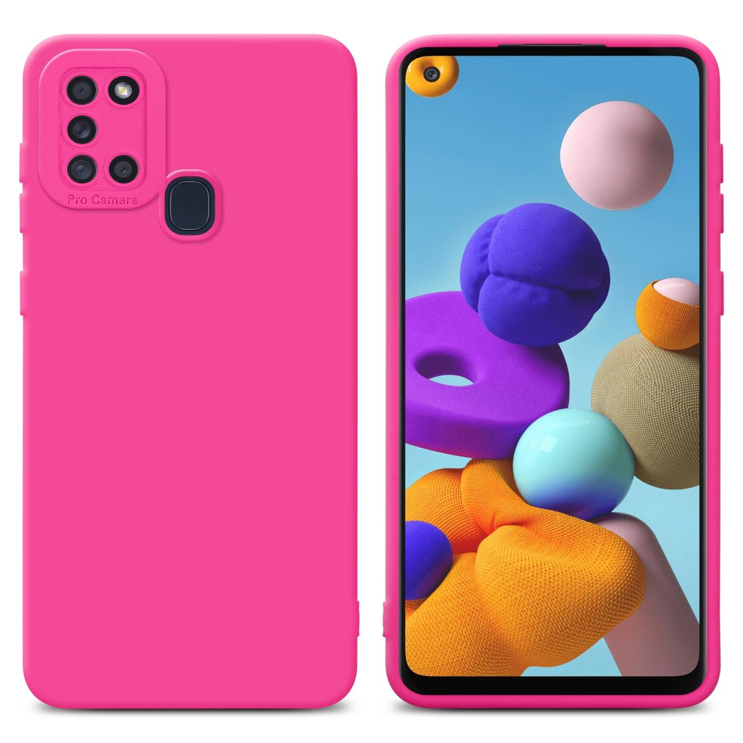 Cadorabo Hülle für Samsung Galaxy A21s Schutz Hülle in Pink TPU Silikon Etui Case Handyhülle