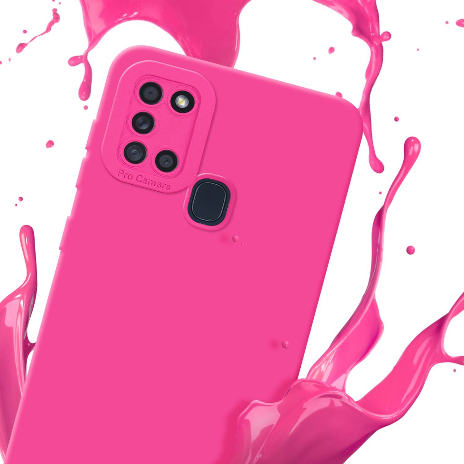 Cadorabo Hülle für Samsung Galaxy A21s Schutz Hülle in Pink TPU Silikon Etui Case Handyhülle