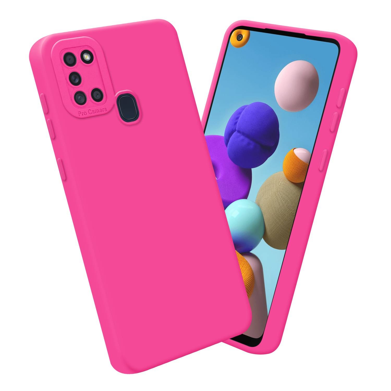 Cadorabo Hülle für Samsung Galaxy A21s Schutz Hülle in Pink TPU Silikon Etui Case Handyhülle