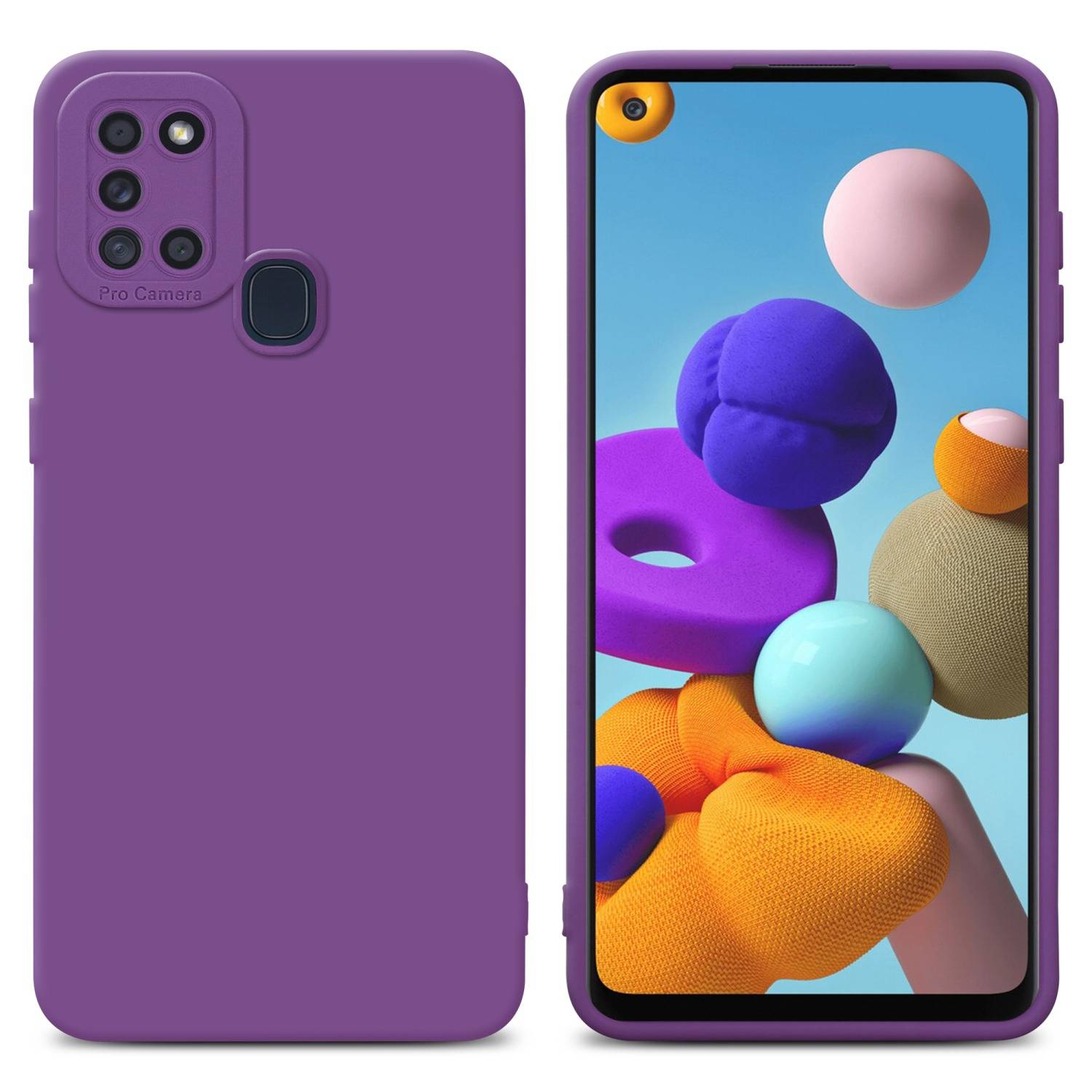 Cadorabo Hülle für Samsung Galaxy A21s Schutz Hülle in Lila TPU Silikon Etui Case Handyhülle