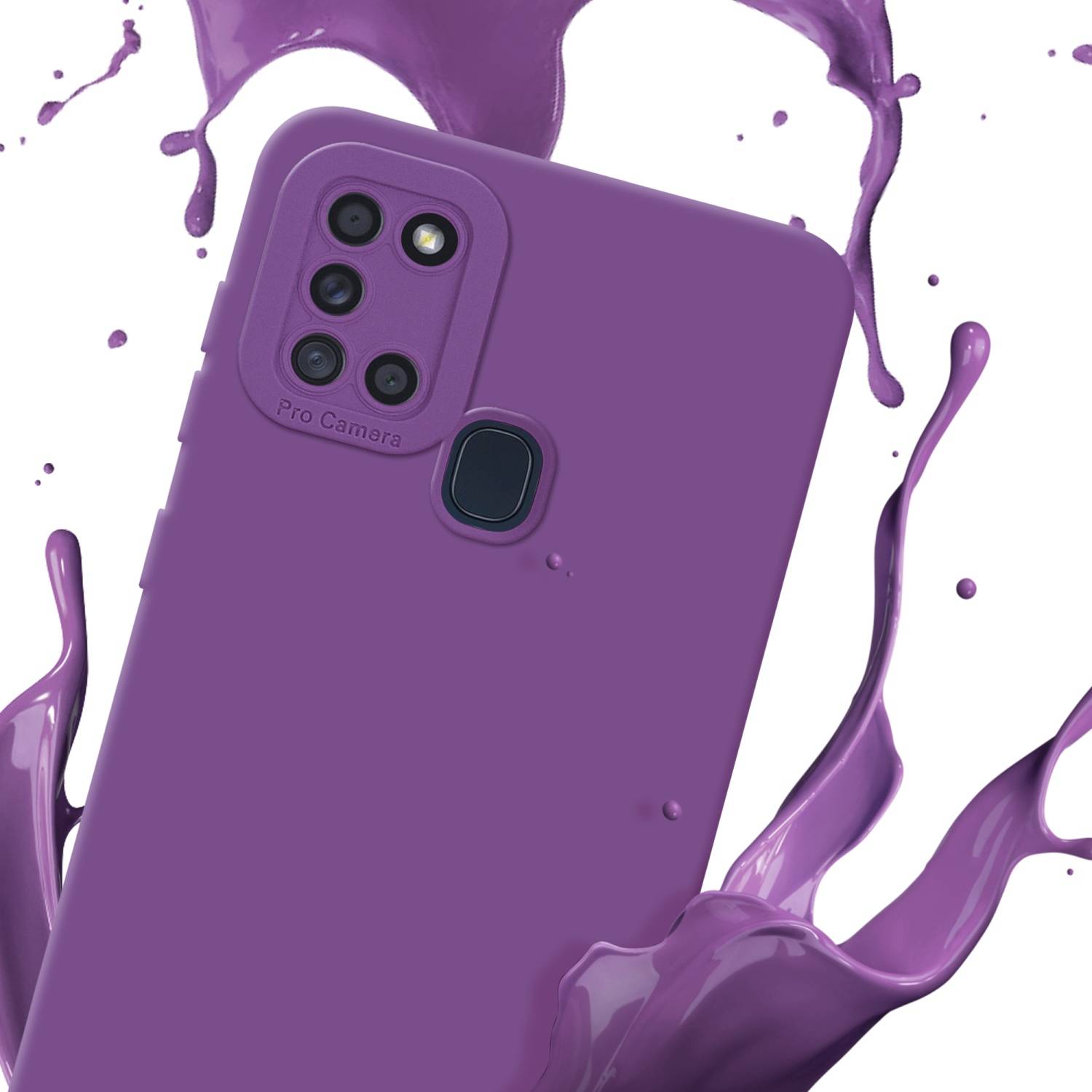 Cadorabo Hülle für Samsung Galaxy A21s Schutz Hülle in Lila TPU Silikon Etui Case Handyhülle