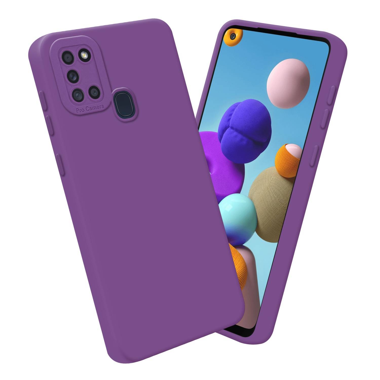 Cadorabo Hülle für Samsung Galaxy A21s Schutz Hülle in Lila TPU Silikon Etui Case Handyhülle