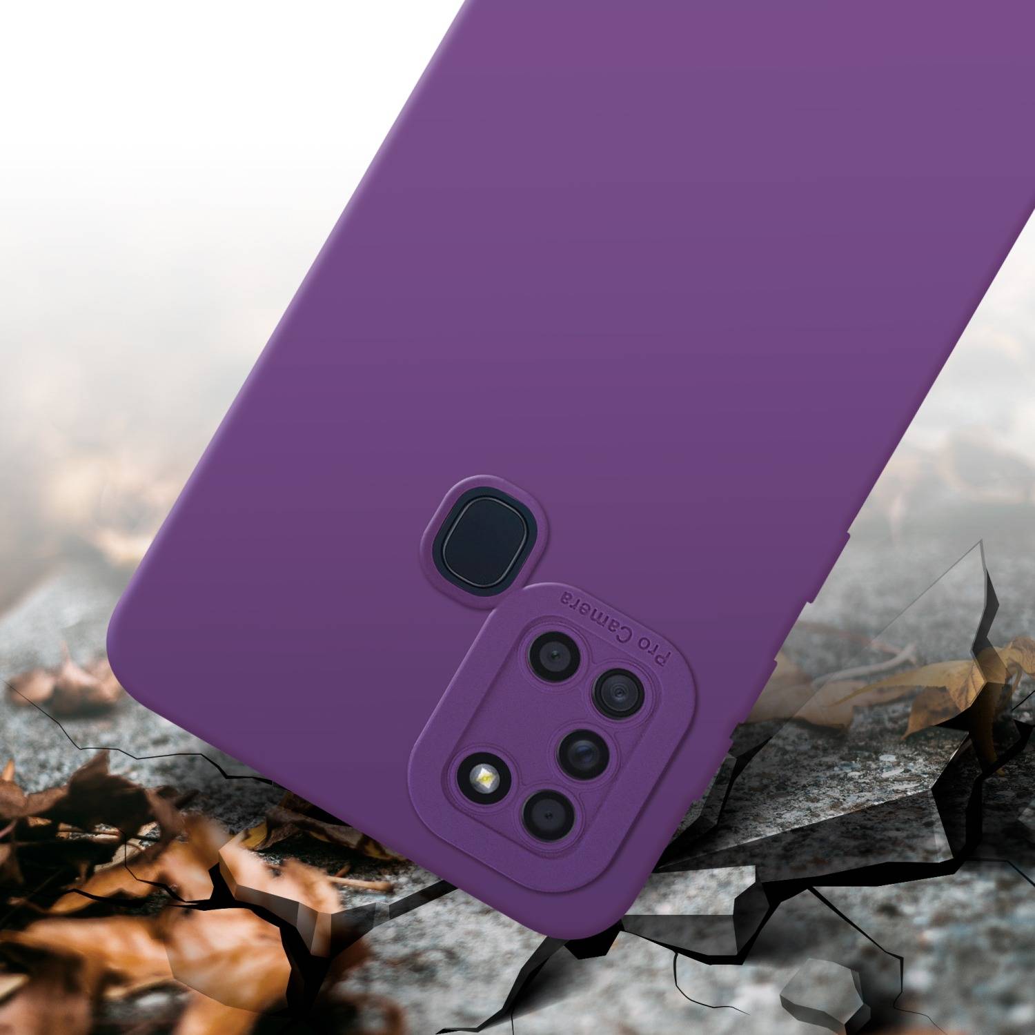 Cadorabo Hülle für Samsung Galaxy A21s Schutz Hülle in Lila TPU Silikon Etui Case Handyhülle
