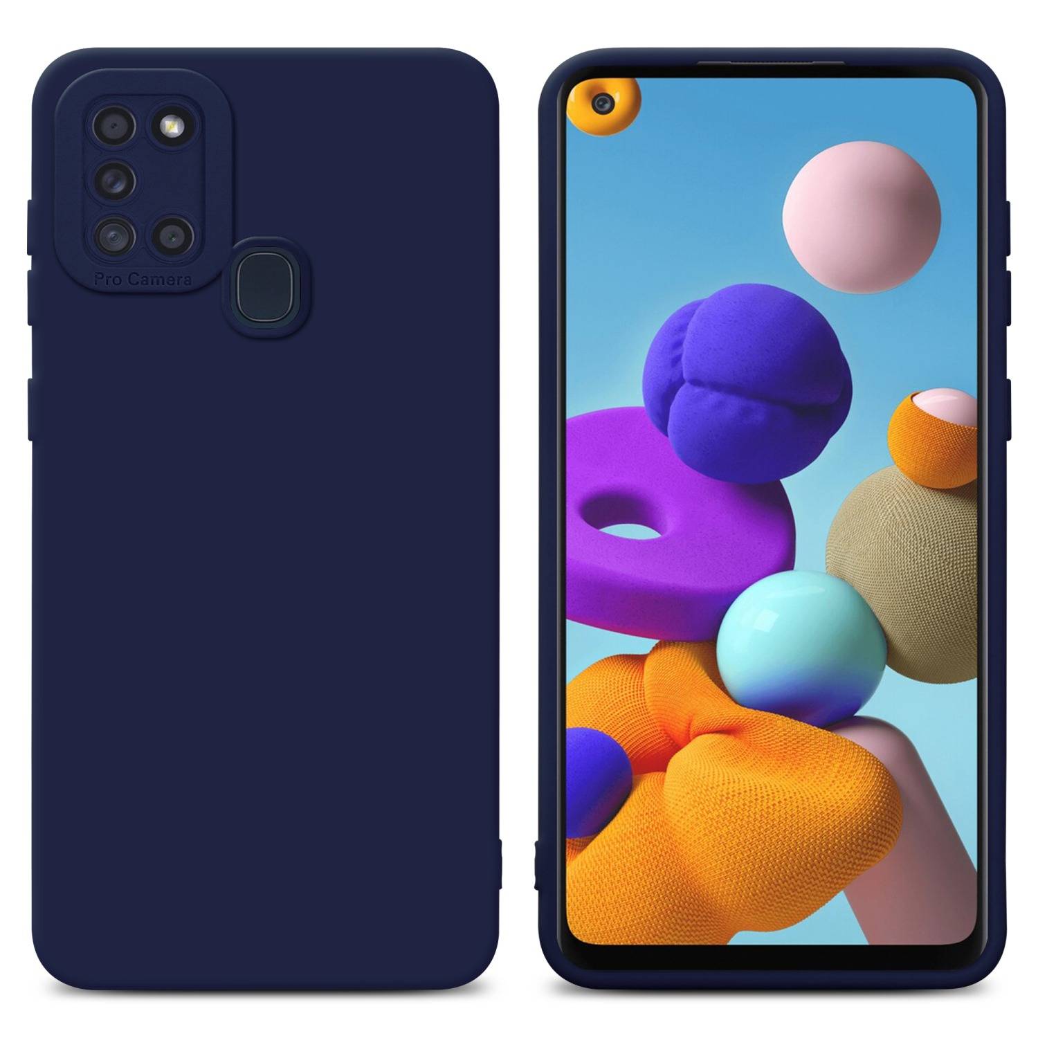 Cadorabo Hülle für Samsung Galaxy A21s Schutz Hülle in Blau TPU Silikon Etui Case Handyhülle