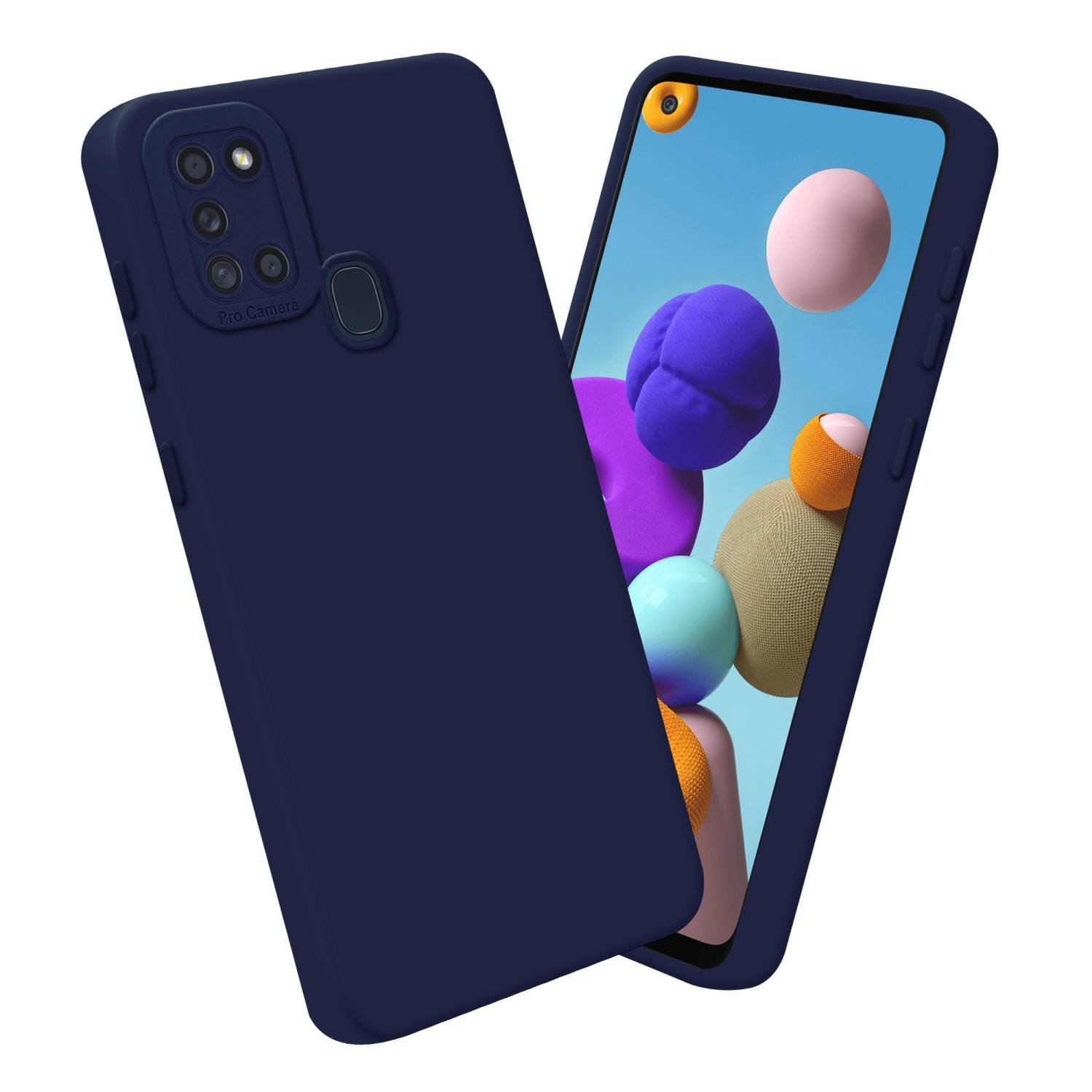 Cadorabo Hülle für Samsung Galaxy A21s Schutz Hülle in Blau TPU Silikon Etui Case Handyhülle