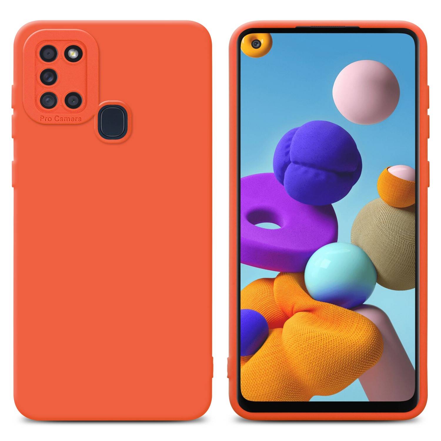 Cadorabo Hülle für Samsung Galaxy A21s Schutz Hülle in Orange TPU Silikon Etui Case Handyhülle