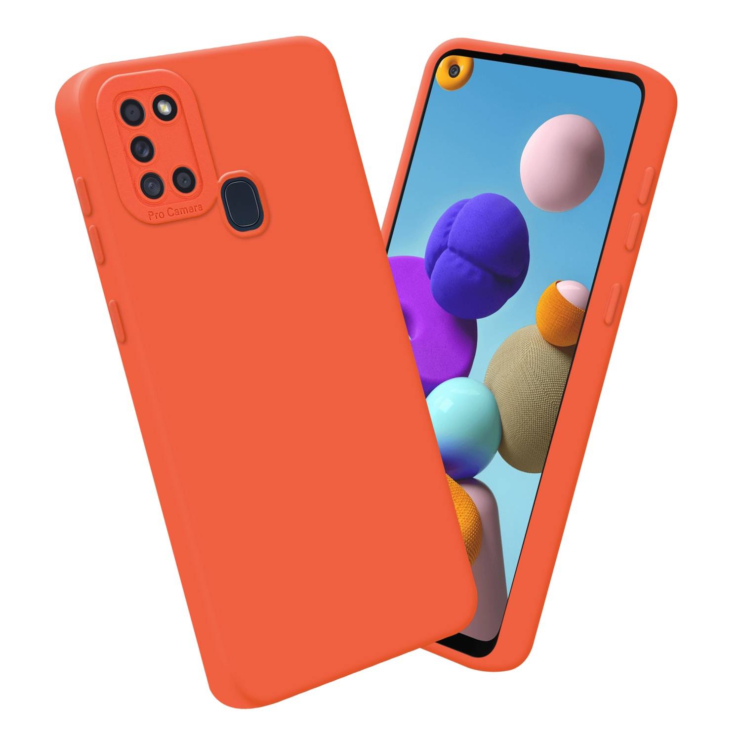 Cadorabo Hülle für Samsung Galaxy A21s Schutz Hülle in Orange TPU Silikon Etui Case Handyhülle