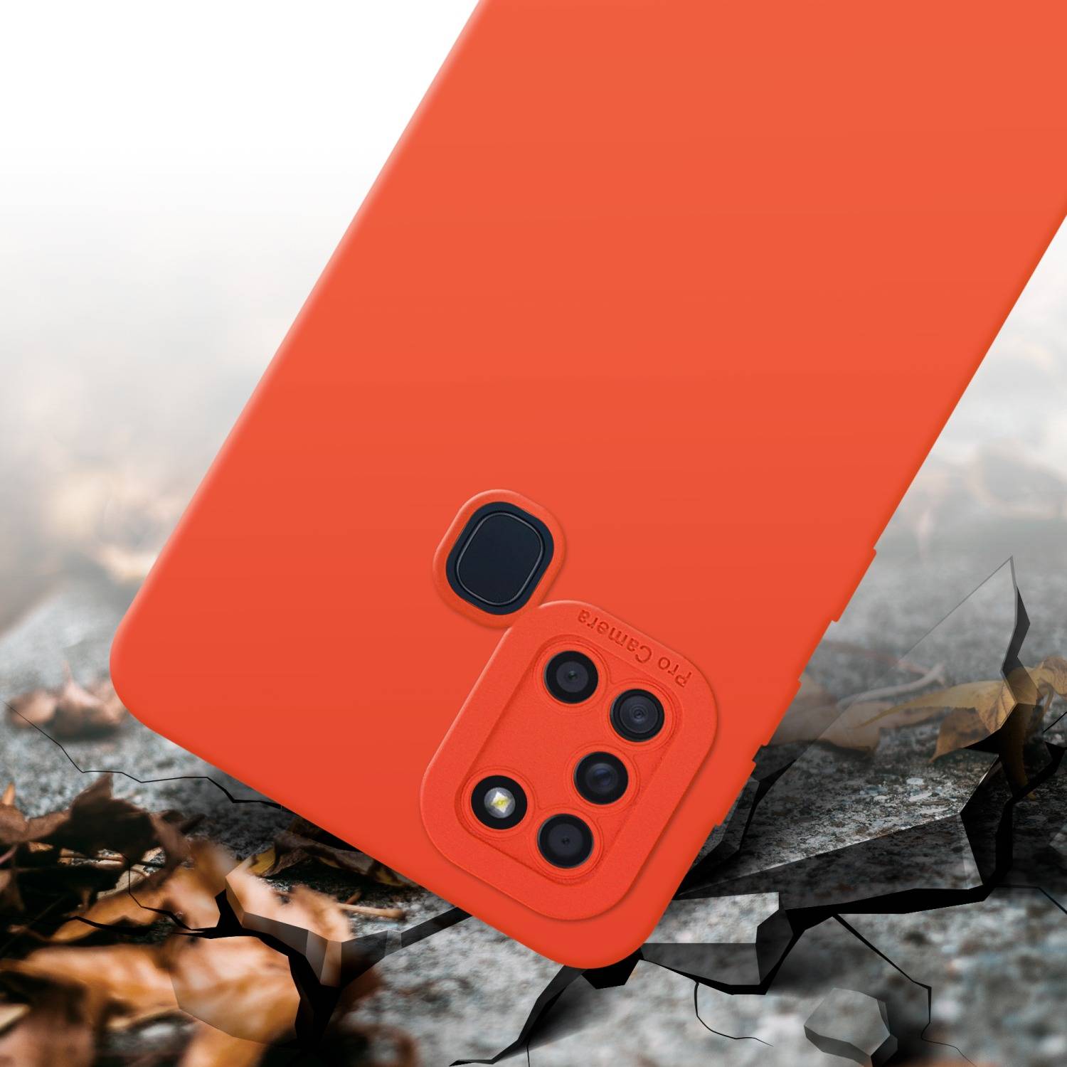 Cadorabo Hülle für Samsung Galaxy A21s Schutz Hülle in Orange TPU Silikon Etui Case Handyhülle