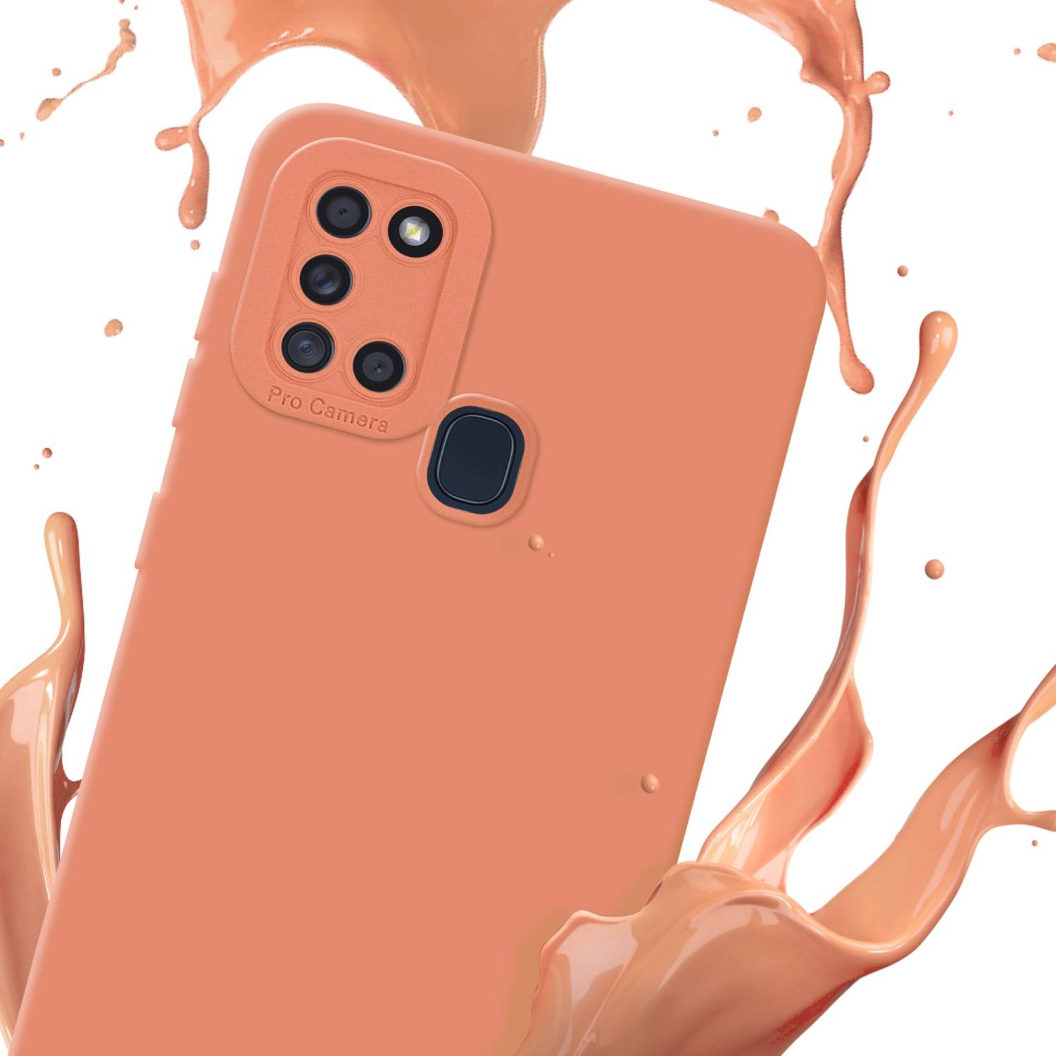 Cadorabo Hülle für Samsung Galaxy A21s Schutz Hülle in Orange TPU Silikon Etui Case Handyhülle