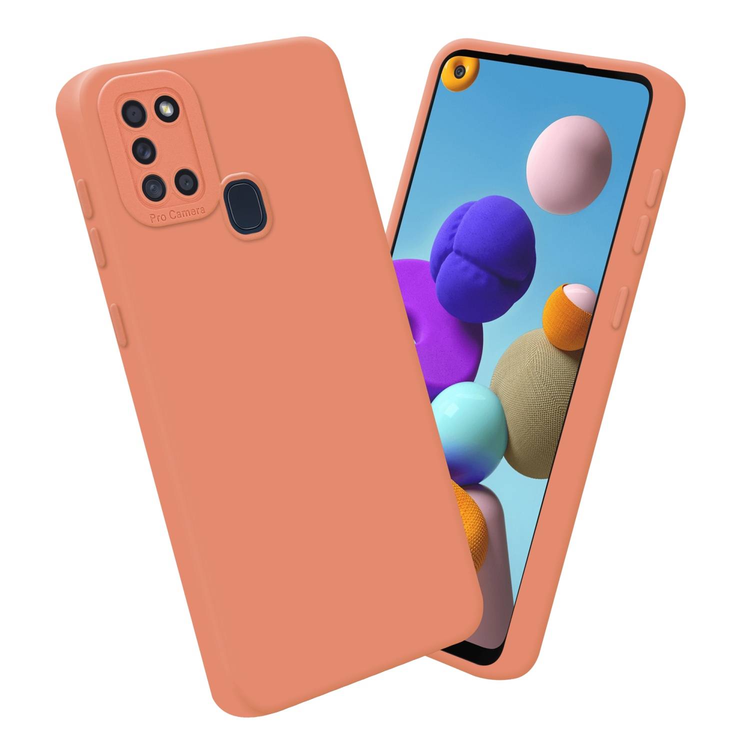 Cadorabo Hülle für Samsung Galaxy A21s Schutz Hülle in Orange TPU Silikon Etui Case Handyhülle