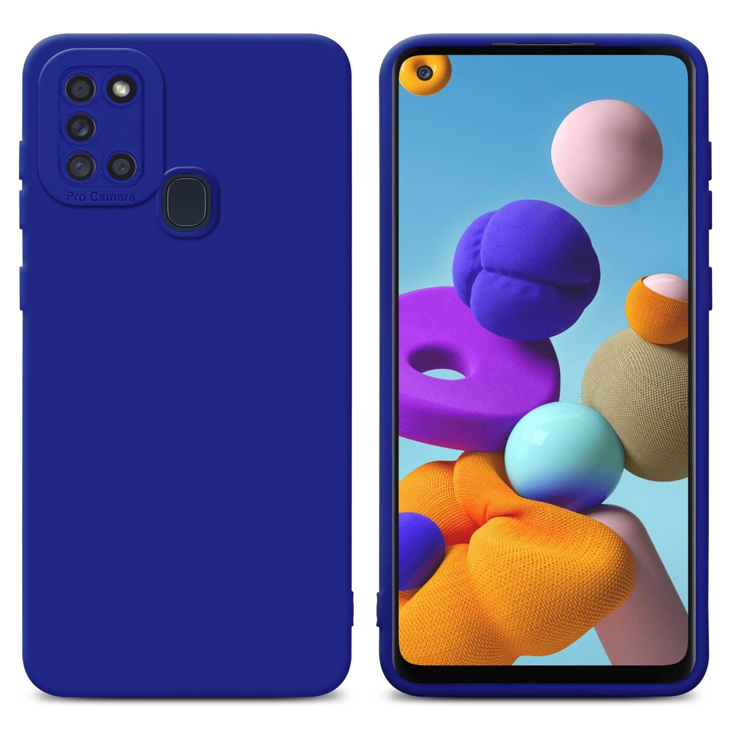 Cadorabo Hülle für Samsung Galaxy A21s Schutz Hülle in Blau TPU Silikon Etui Case Handyhülle