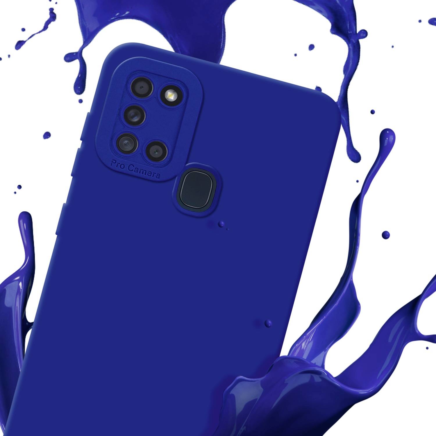 Cadorabo Hülle für Samsung Galaxy A21s Schutz Hülle in Blau TPU Silikon Etui Case Handyhülle