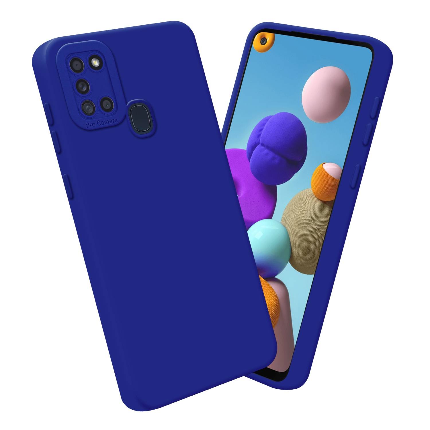 Cadorabo Hülle für Samsung Galaxy A21s Schutz Hülle in Blau TPU Silikon Etui Case Handyhülle