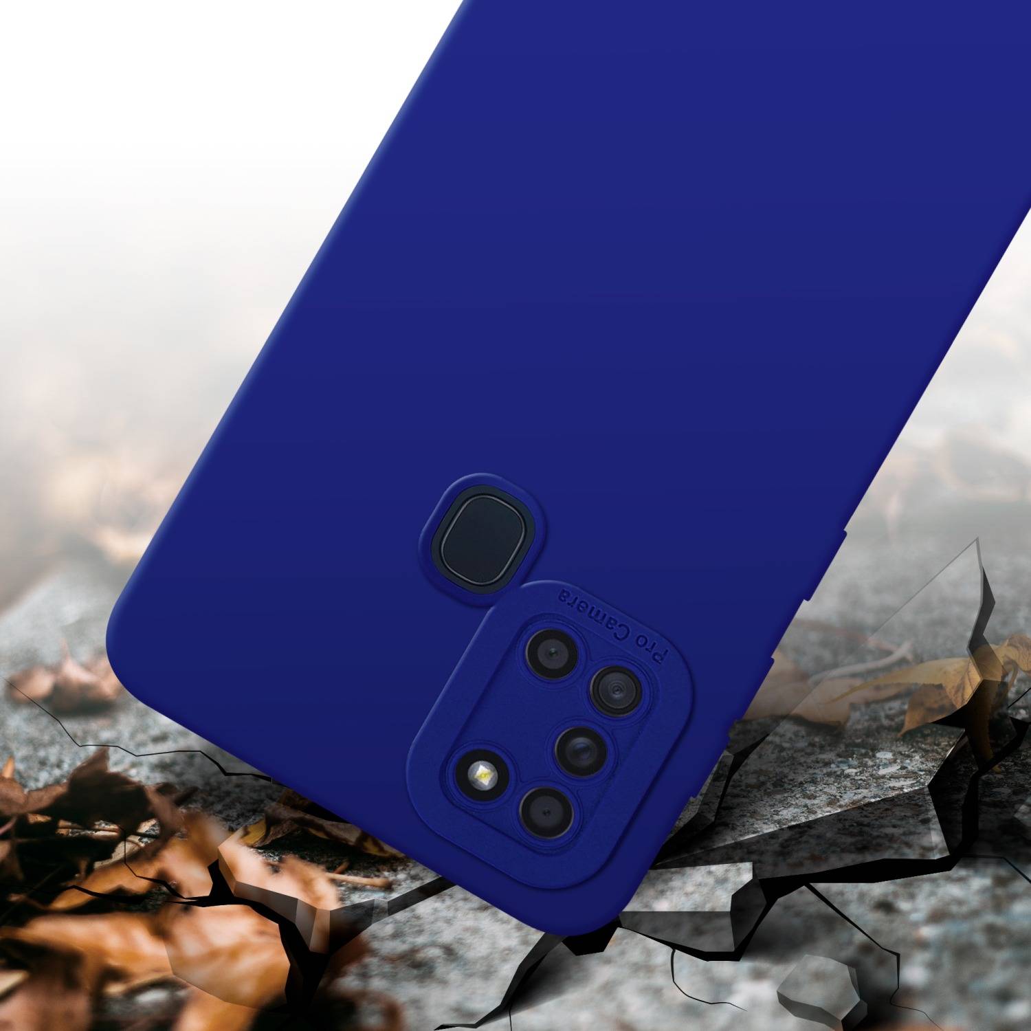 Cadorabo Hülle für Samsung Galaxy A21s Schutz Hülle in Blau TPU Silikon Etui Case Handyhülle