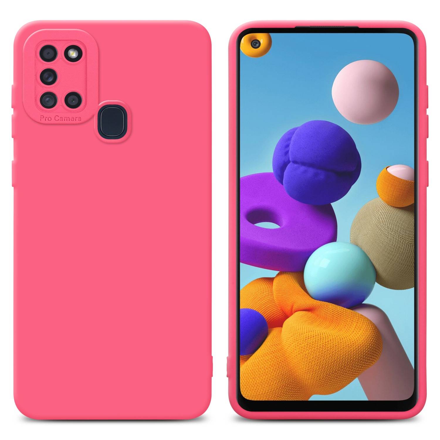 Cadorabo Hülle für Samsung Galaxy A21s Schutz Hülle in Rot TPU Silikon Etui Case Handyhülle