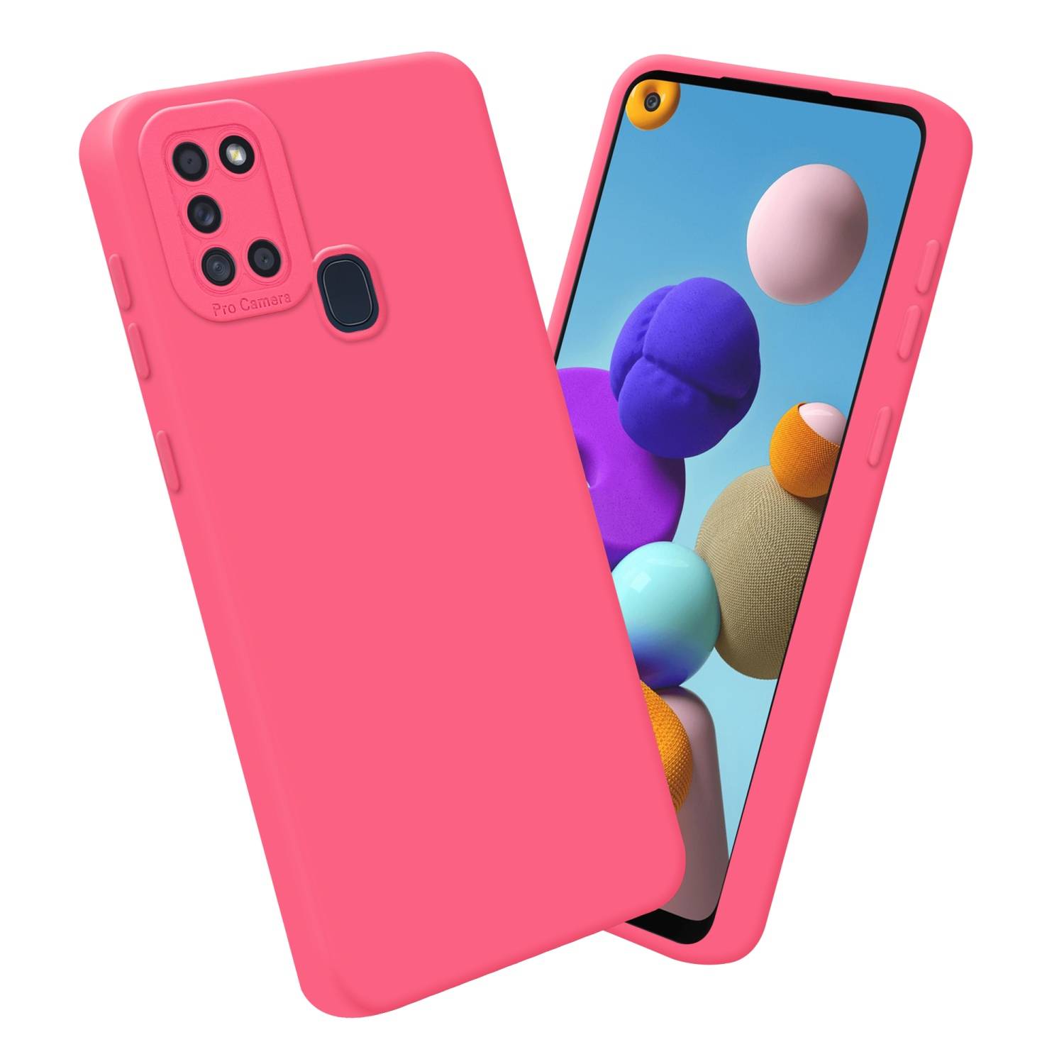 Cadorabo Hülle für Samsung Galaxy A21s Schutz Hülle in Rot TPU Silikon Etui Case Handyhülle