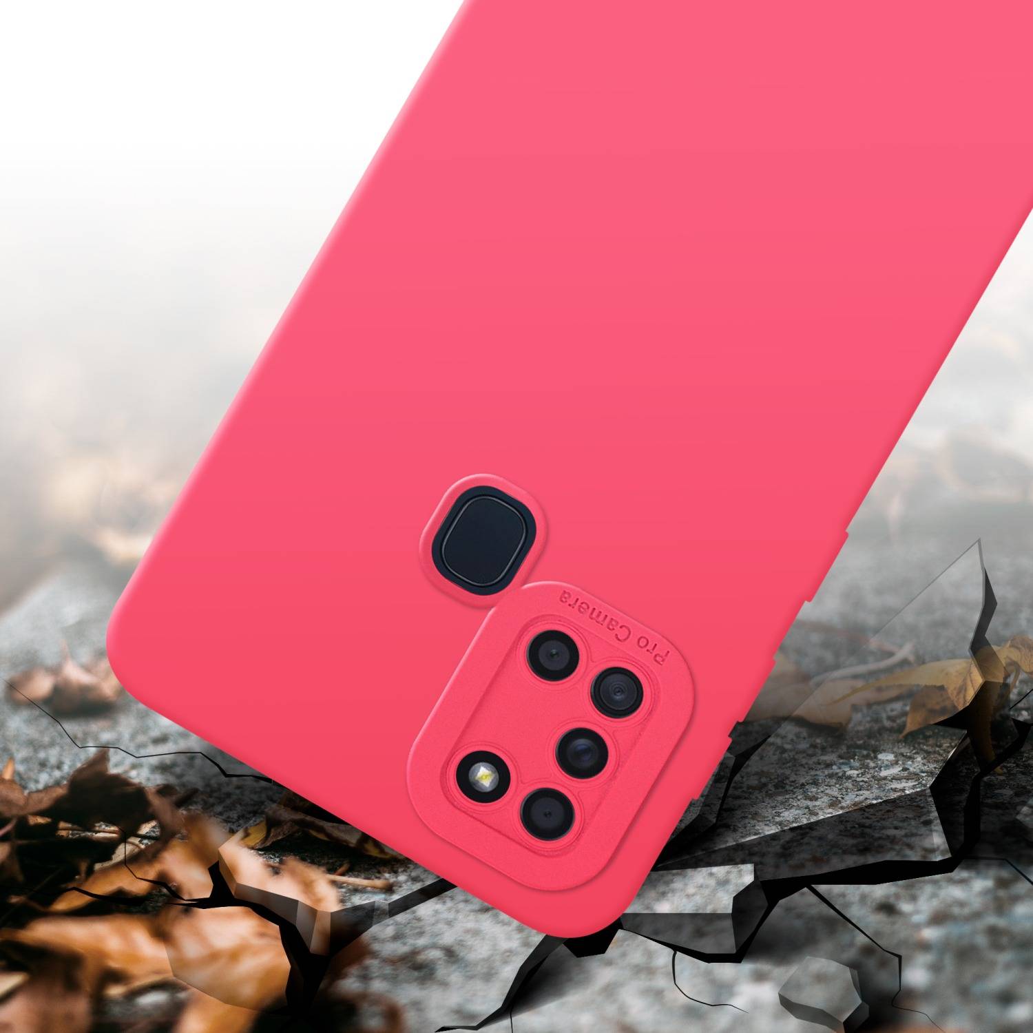 Cadorabo Hülle für Samsung Galaxy A21s Schutz Hülle in Rot TPU Silikon Etui Case Handyhülle