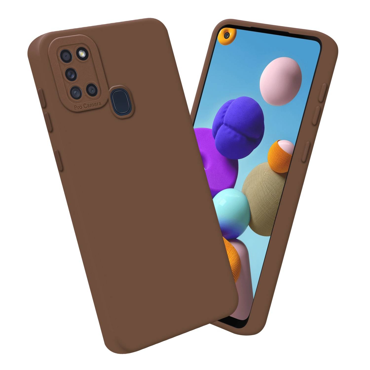 Cadorabo Hülle für Samsung Galaxy A21s Schutz Hülle in Braun TPU Silikon Etui Case Handyhülle