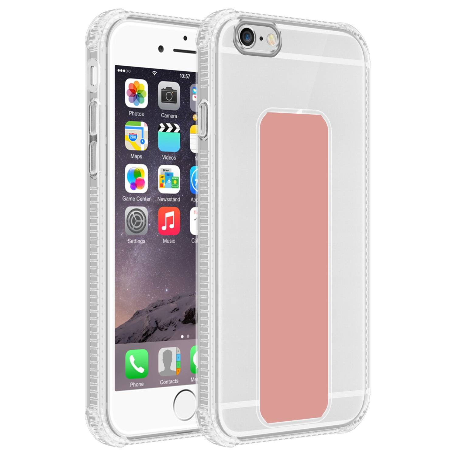 Cadorabo Schutzhülle für Apple iPhone 6 / 6S Hülle in Rosa Etui TPU Silikon Case Cover Standfunktion