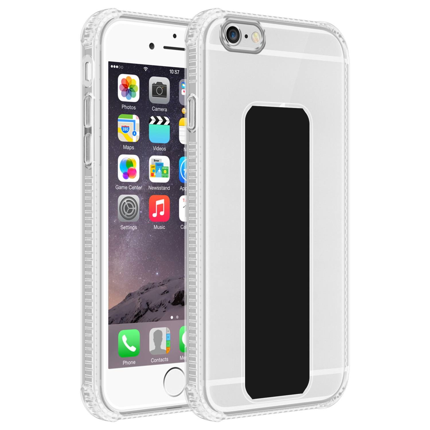 Cadorabo Schutzhülle für Apple iPhone 6 PLUS / 6S PLUS Hülle in Schwarz Etui TPU Silikon Case Cover Standfunktion