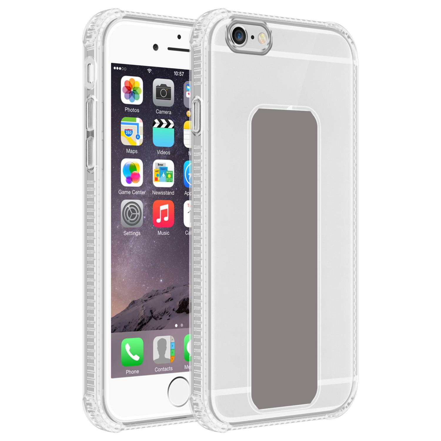 Cadorabo Schutzhülle für Apple iPhone 6 PLUS / 6S PLUS Hülle in Grau Etui TPU Silikon Case Cover Standfunktion