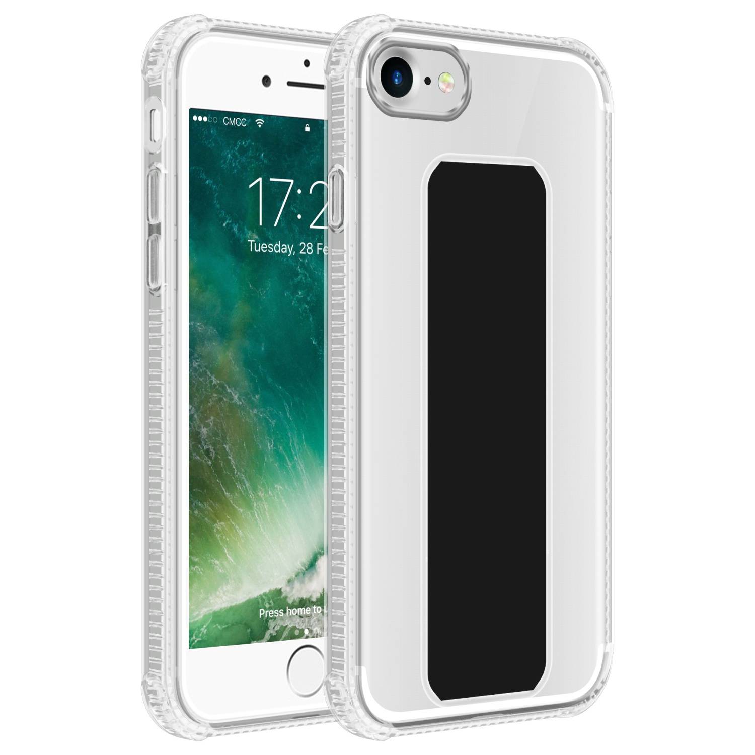 Cadorabo Schutzhülle für Apple iPhone 7 / 7S / 8 / SE 2020 Hülle in Schwarz Etui TPU Silikon Case Cover Standfunktion