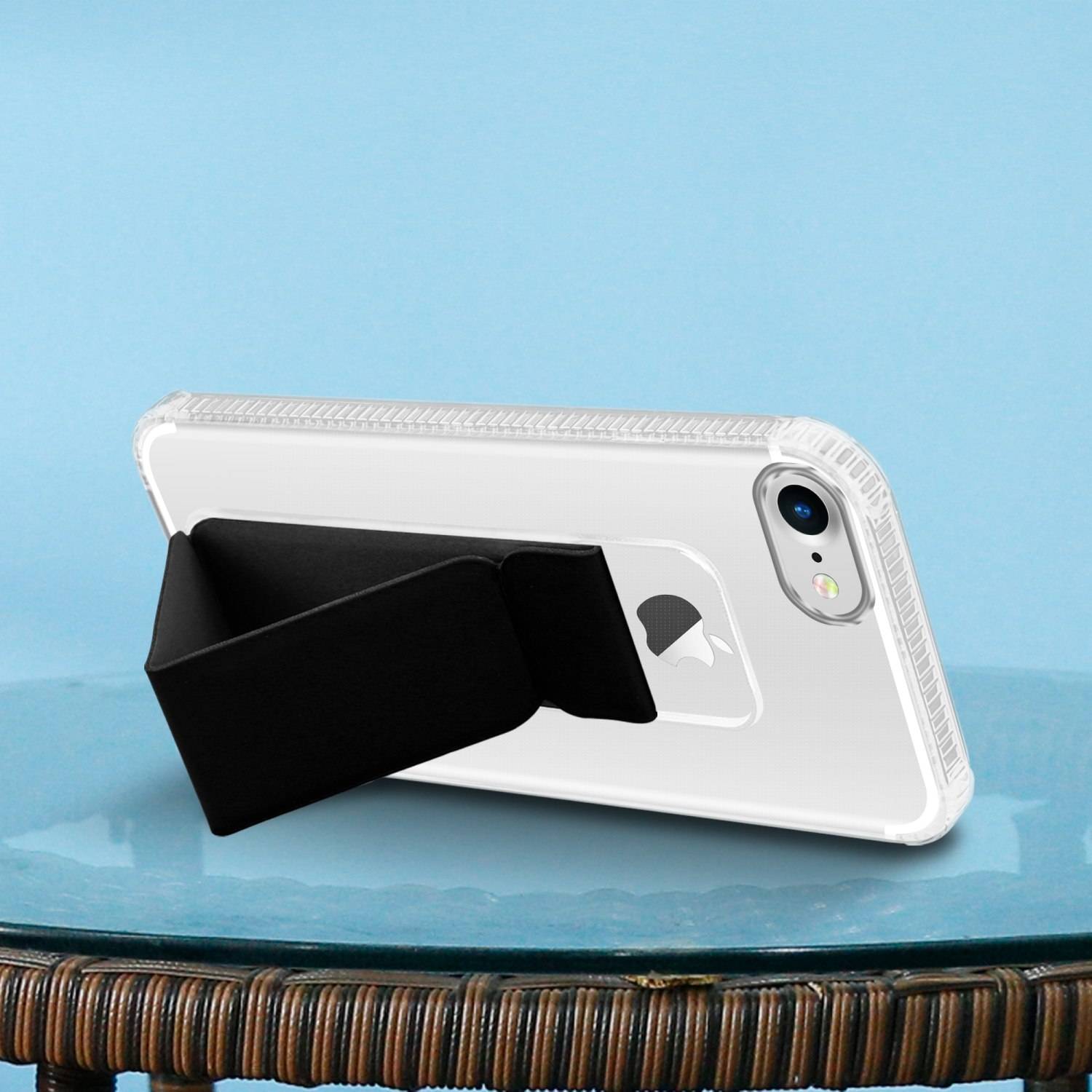 Cadorabo Schutzhülle für Apple iPhone 7 / 7S / 8 / SE 2020 Hülle in Schwarz Etui TPU Silikon Case Cover Standfunktion