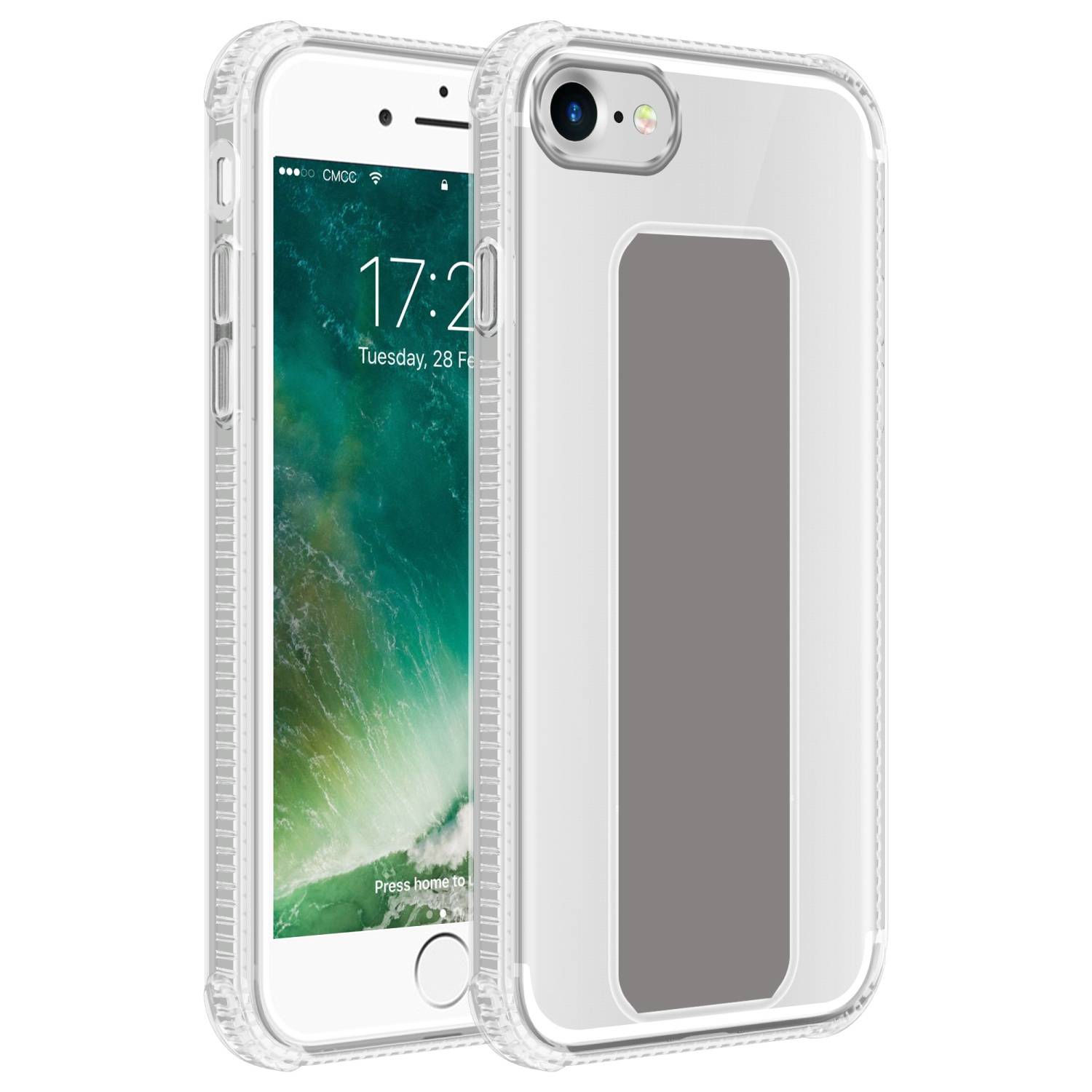 Cadorabo Schutzhülle für Apple iPhone 7 / 7S / 8 / SE 2020 Hülle in Grau Etui TPU Silikon Case Cover Standfunktion