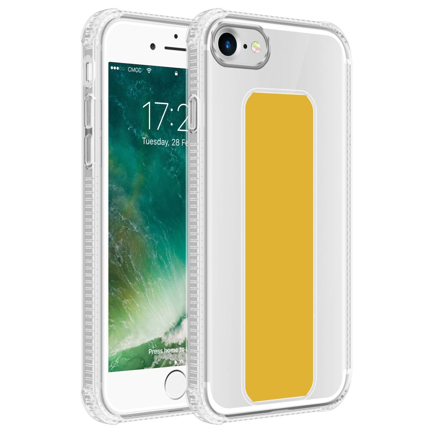 Cadorabo Schutzhülle für Apple iPhone 7 / 7S / 8 / SE 2020 Hülle in Gelb Etui TPU Silikon Case Cover Standfunktion