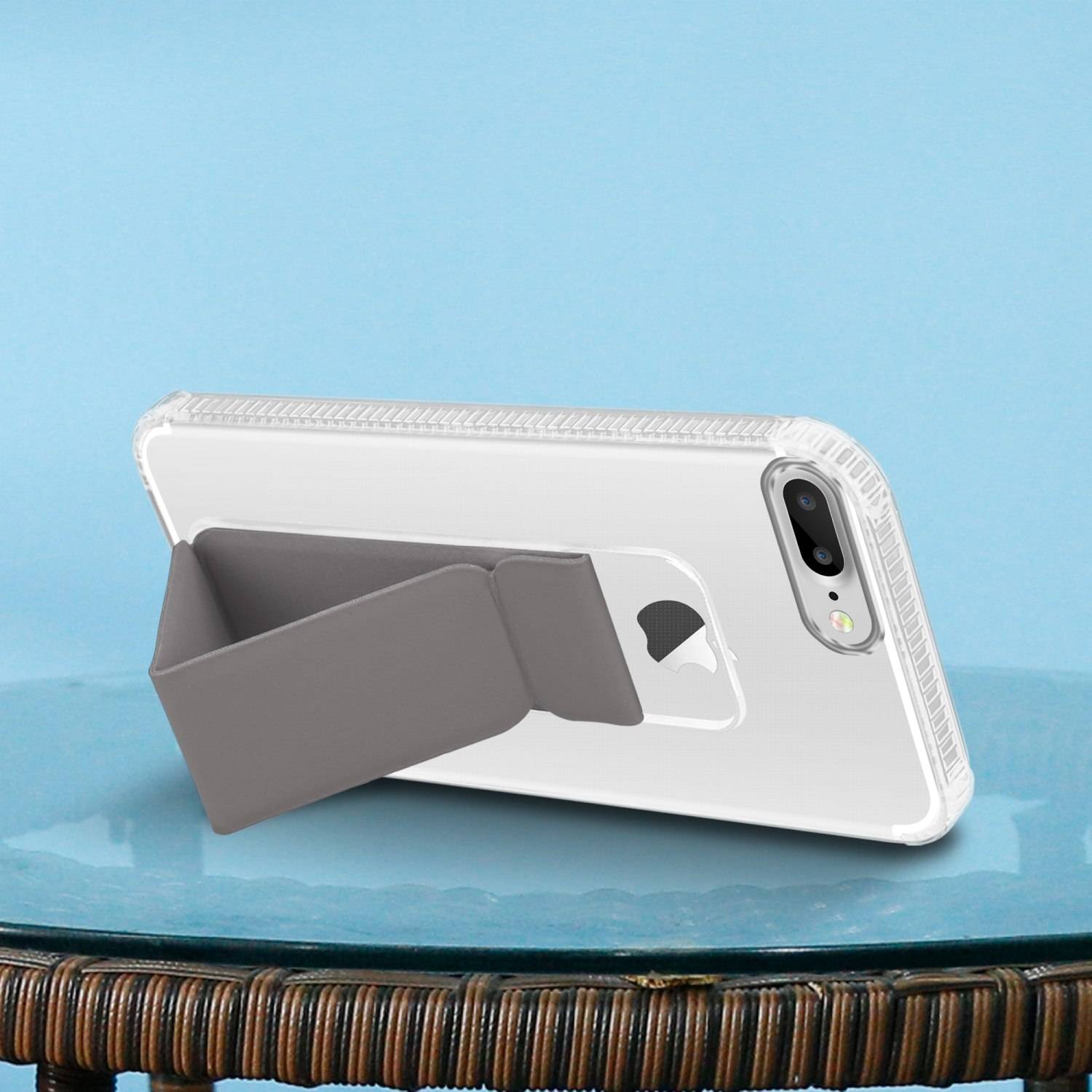 Cadorabo Schutzhülle für Apple iPhone 7 PLUS / 7S PLUS / 8 PLUS Hülle in Grau Etui TPU Silikon Case Cover Standfunktion