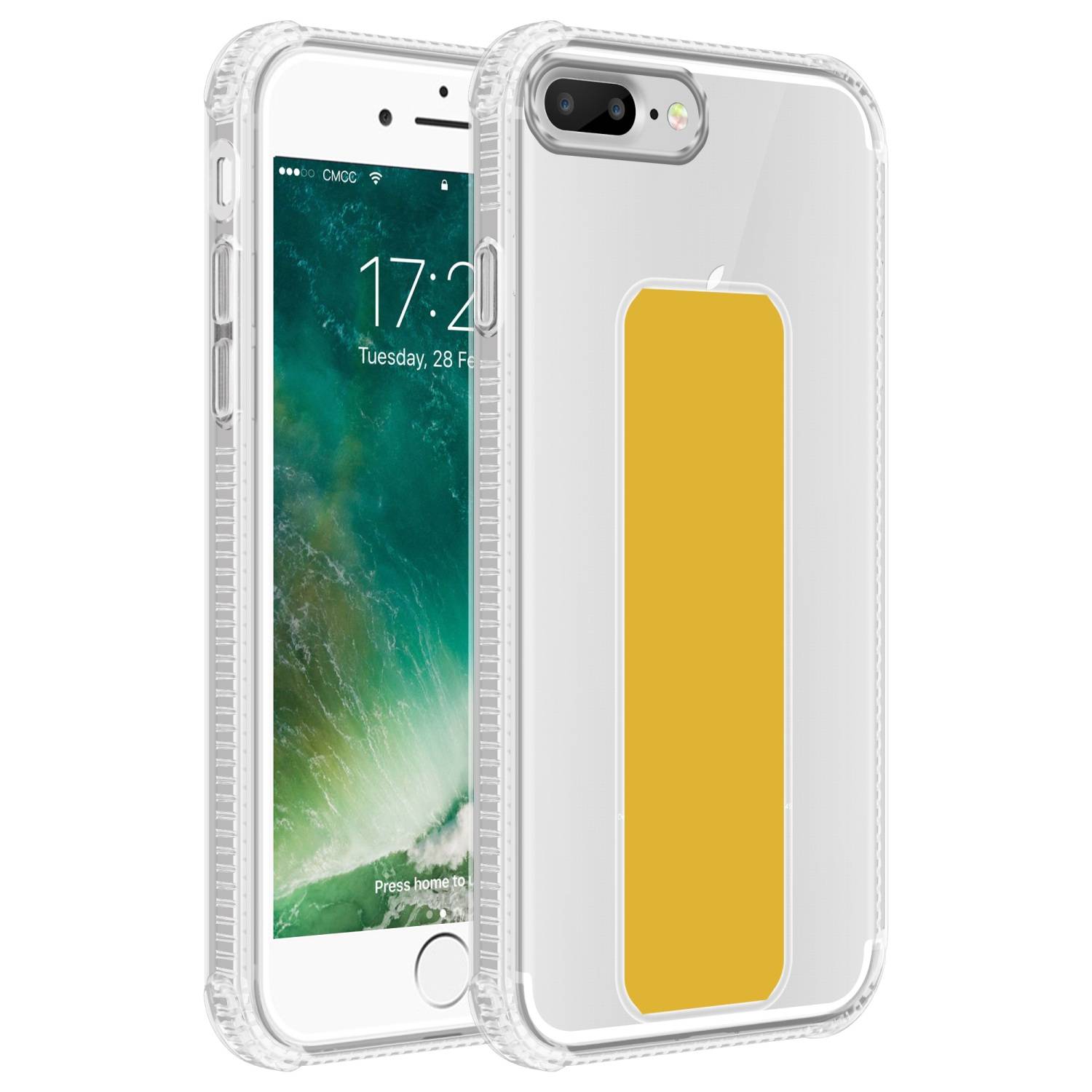 Cadorabo Schutzhülle für Apple iPhone 7 PLUS / 7S PLUS / 8 PLUS Hülle in Gelb Etui TPU Silikon Case Cover Standfunktion