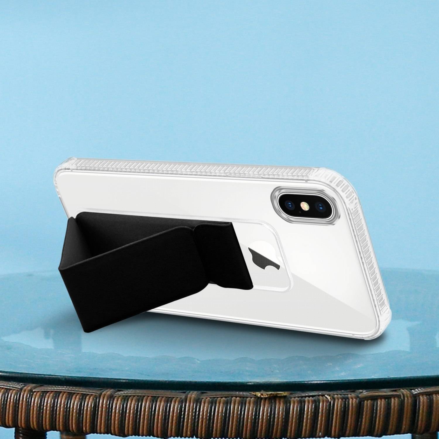 Cadorabo Schutzhülle für Apple iPhone X / XS Hülle in Schwarz Etui TPU Silikon Case Cover Standfunktion