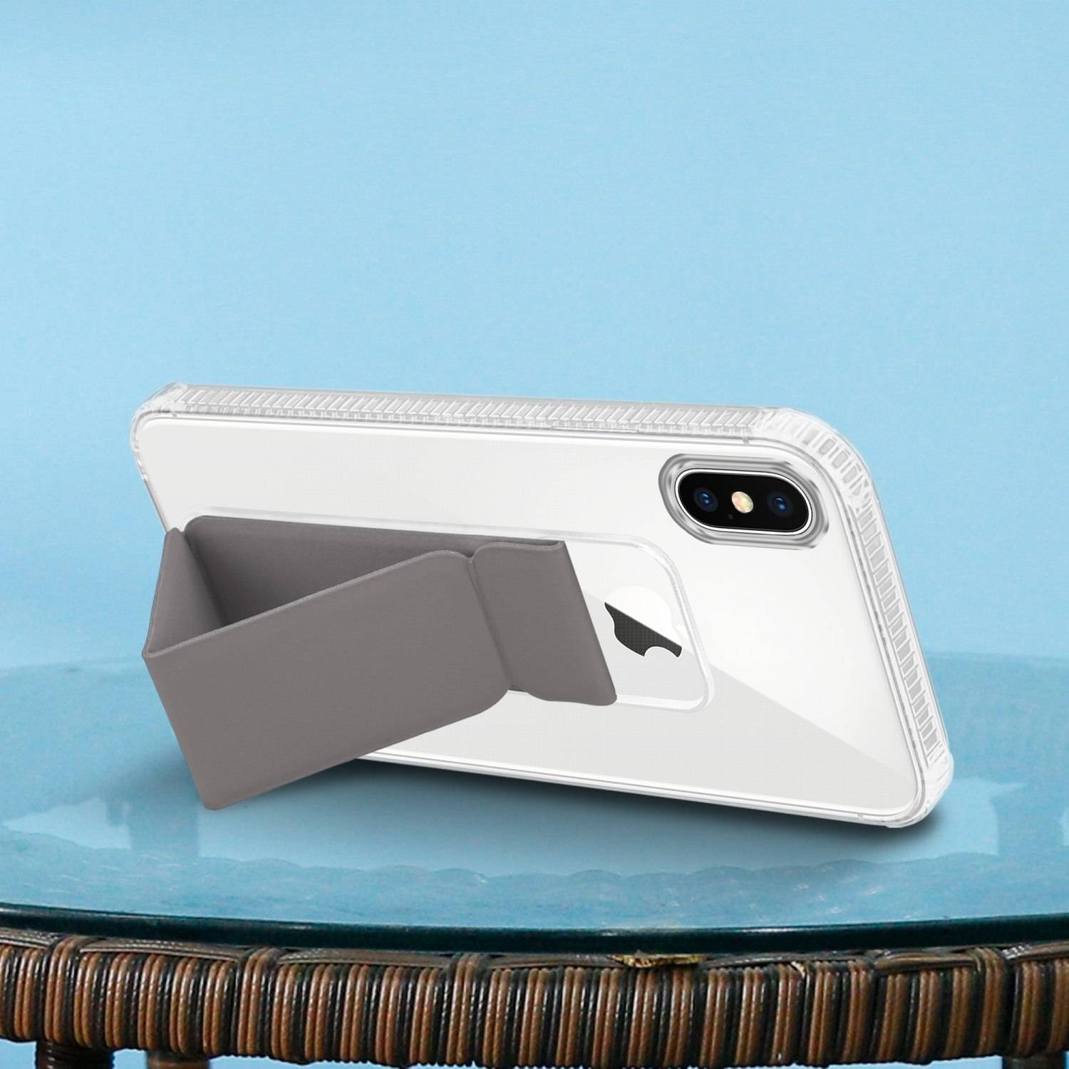 Cadorabo Schutzhülle für Apple iPhone X / XS Hülle in Grau Etui TPU Silikon Case Cover Standfunktion