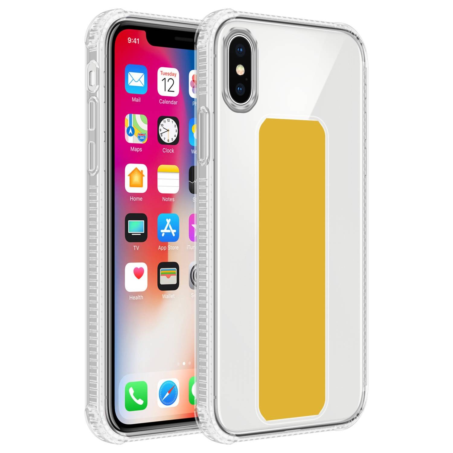 Cadorabo Schutzhülle für Apple iPhone X / XS Hülle in Gelb Etui TPU Silikon Case Cover Standfunktion