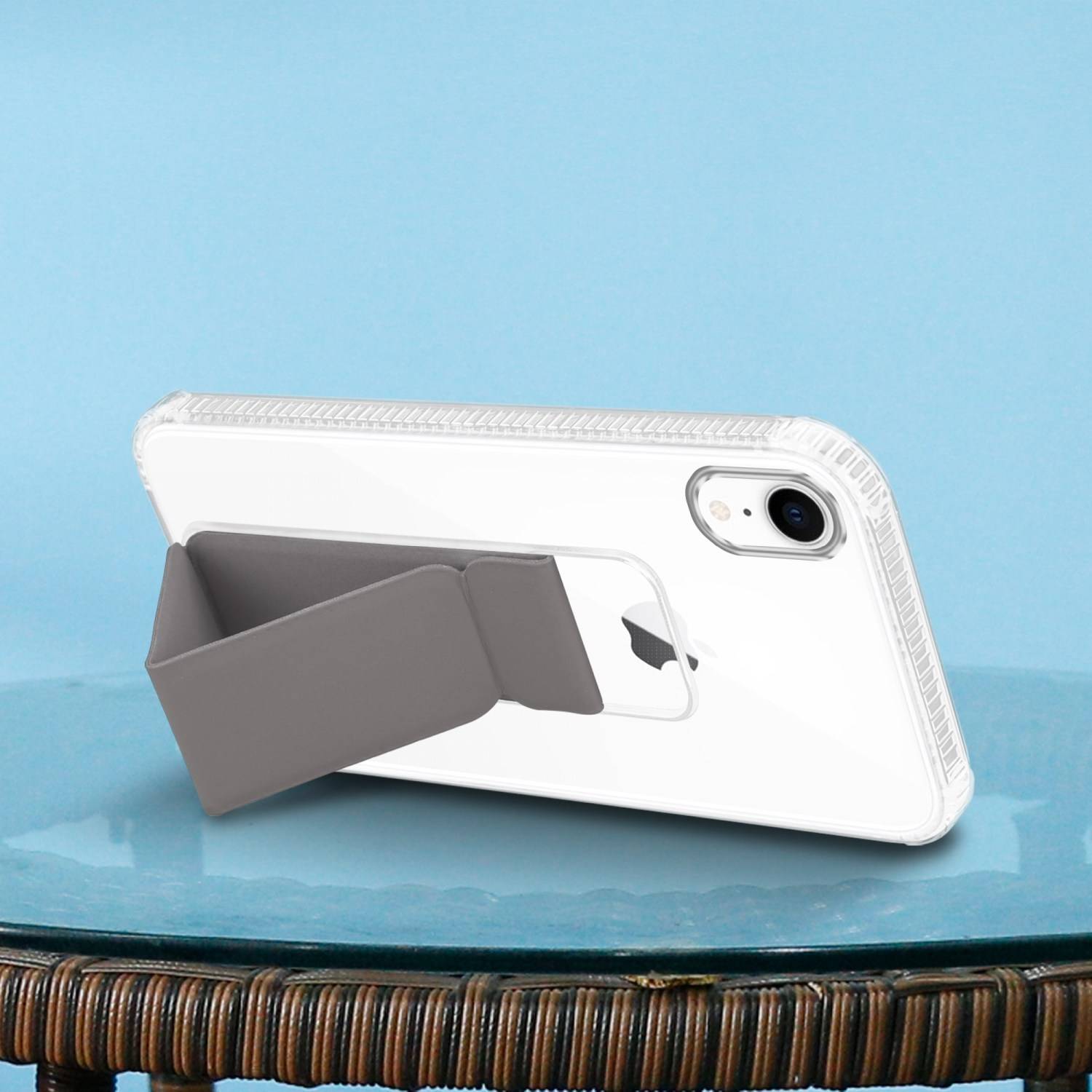 Cadorabo Schutzhülle für Apple iPhone XR Hülle in Grau Etui TPU Silikon Case Cover Standfunktion
