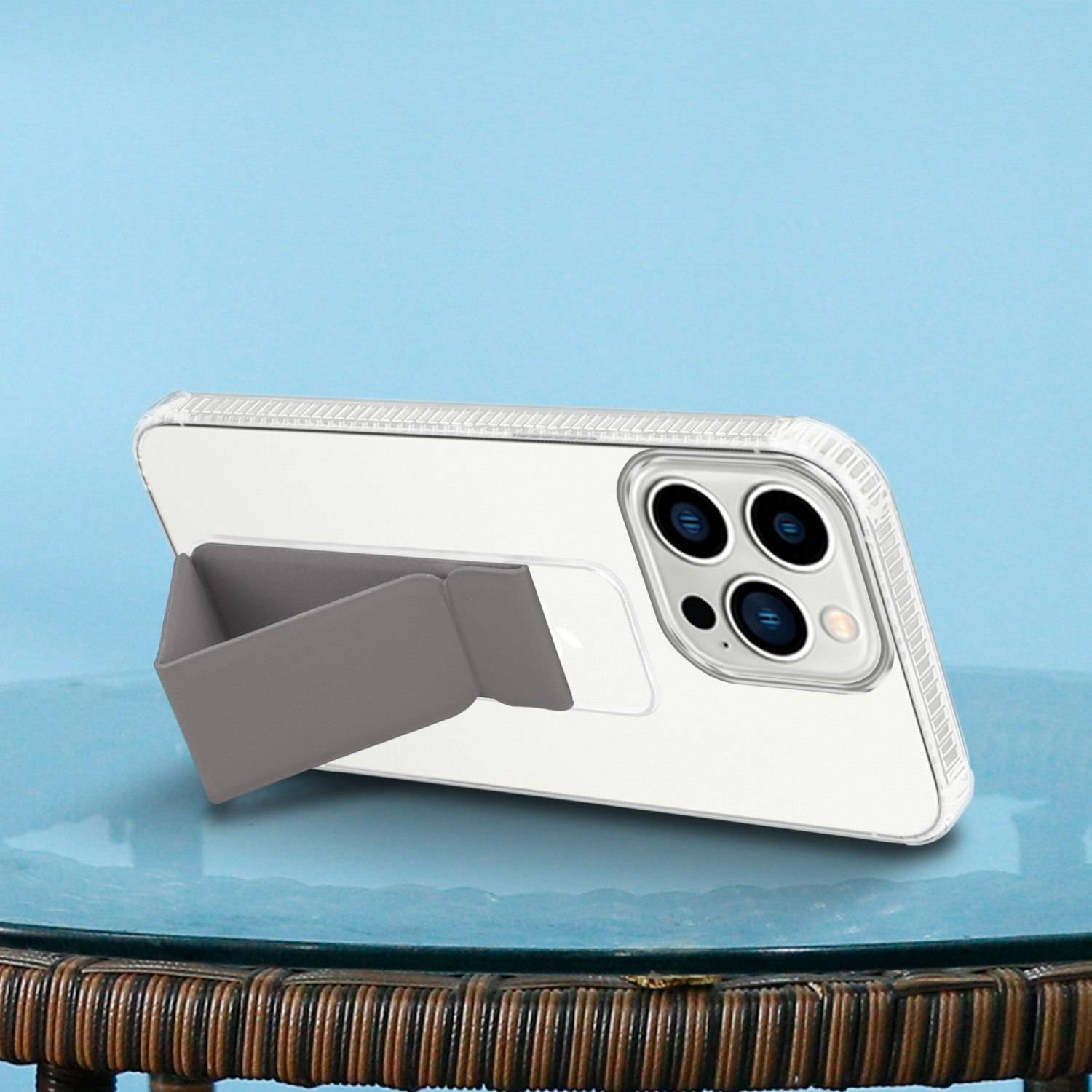 Cadorabo Schutzhülle für Apple iPhone 13 PRO MAX Hülle in Grau Etui TPU Silikon Case Cover Standfunktion