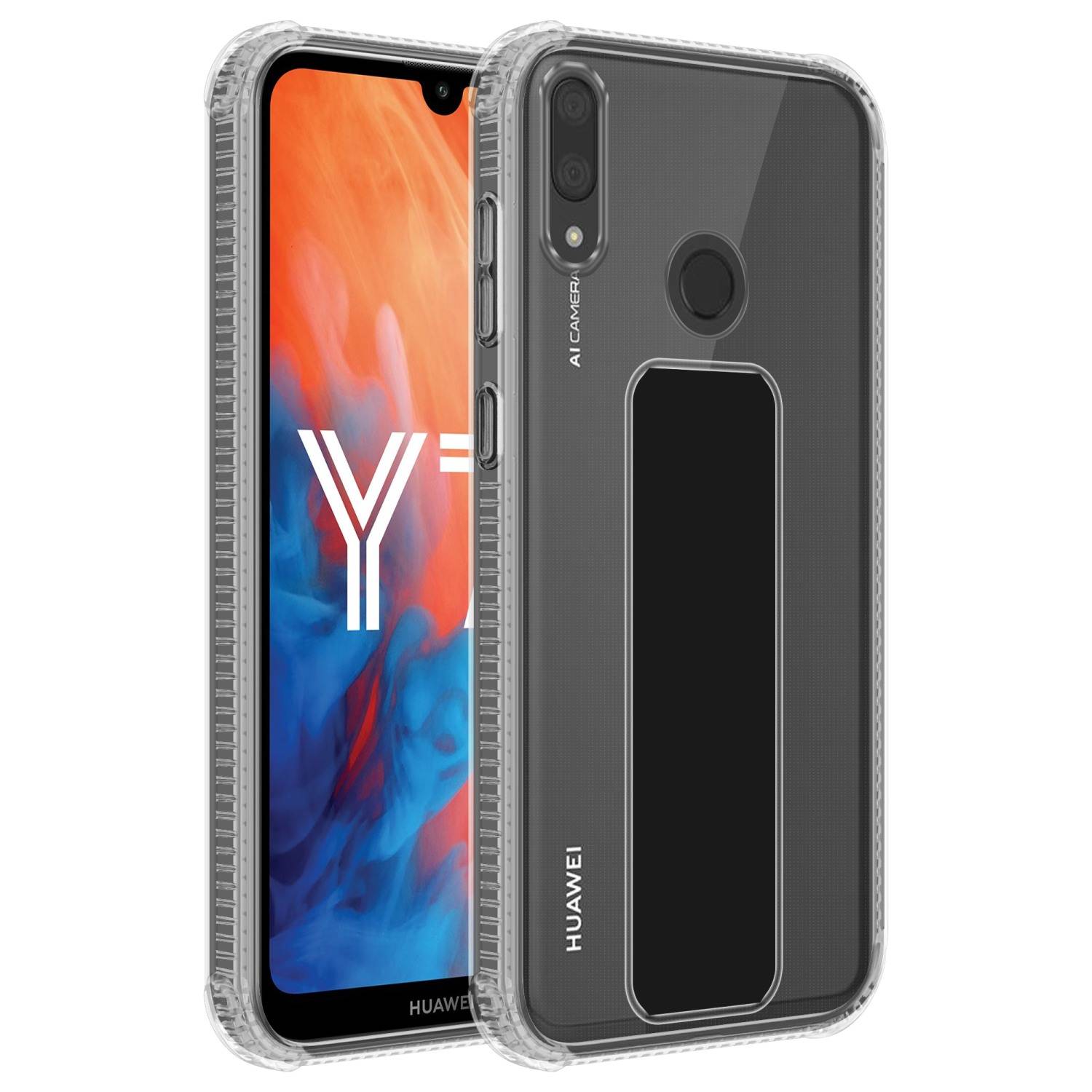 Cadorabo Schutzhülle für Huawei Y7 2019 / Y7 PRIME 2019 Hülle in Schwarz Etui TPU Silikon Case Cover Standfunktion