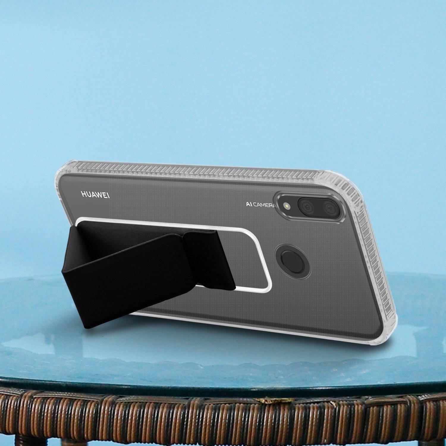 Cadorabo Schutzhülle für Huawei Y7 2019 / Y7 PRIME 2019 Hülle in Schwarz Etui TPU Silikon Case Cover Standfunktion