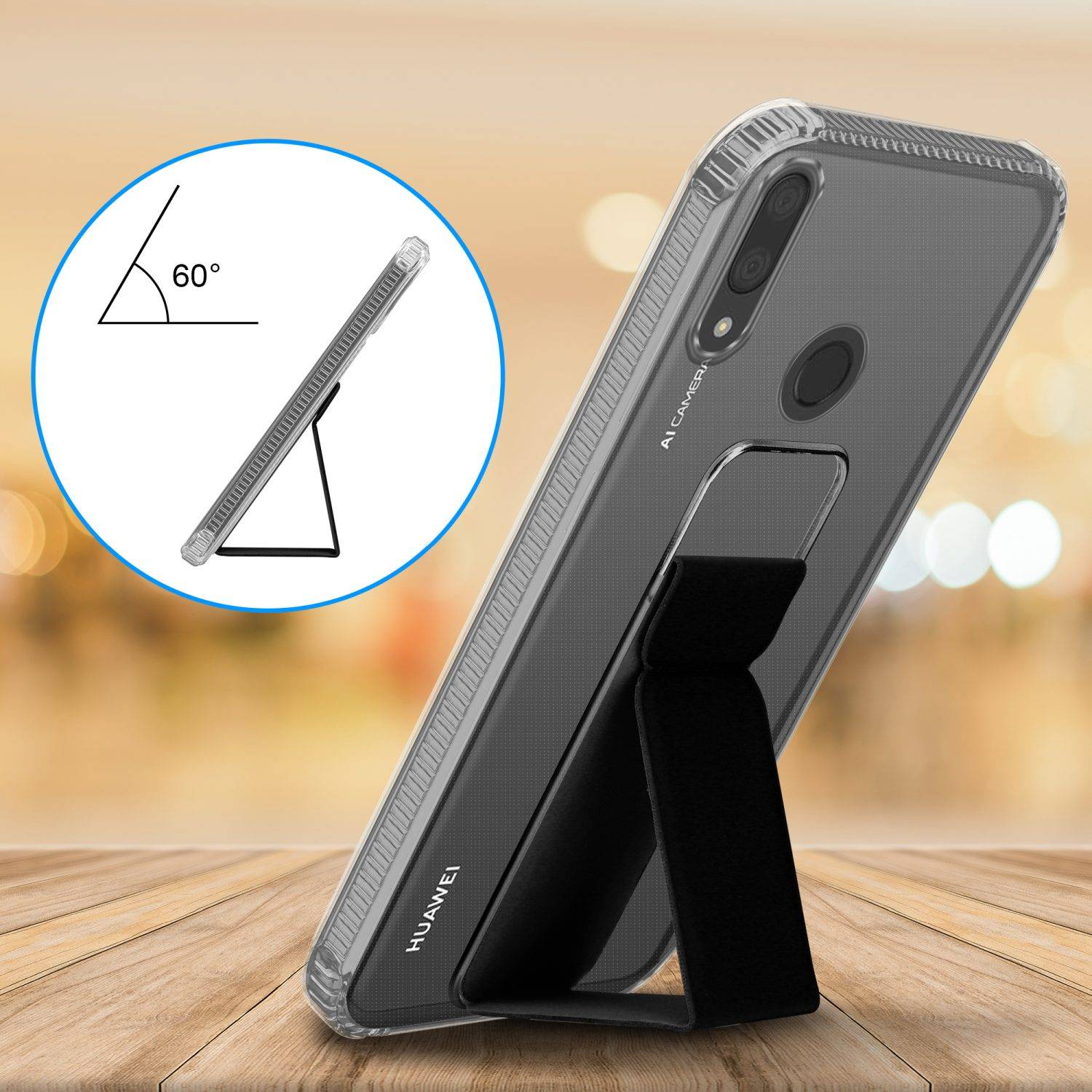 Cadorabo Schutzhülle für Huawei Y7 2019 / Y7 PRIME 2019 Hülle in Schwarz Etui TPU Silikon Case Cover Standfunktion