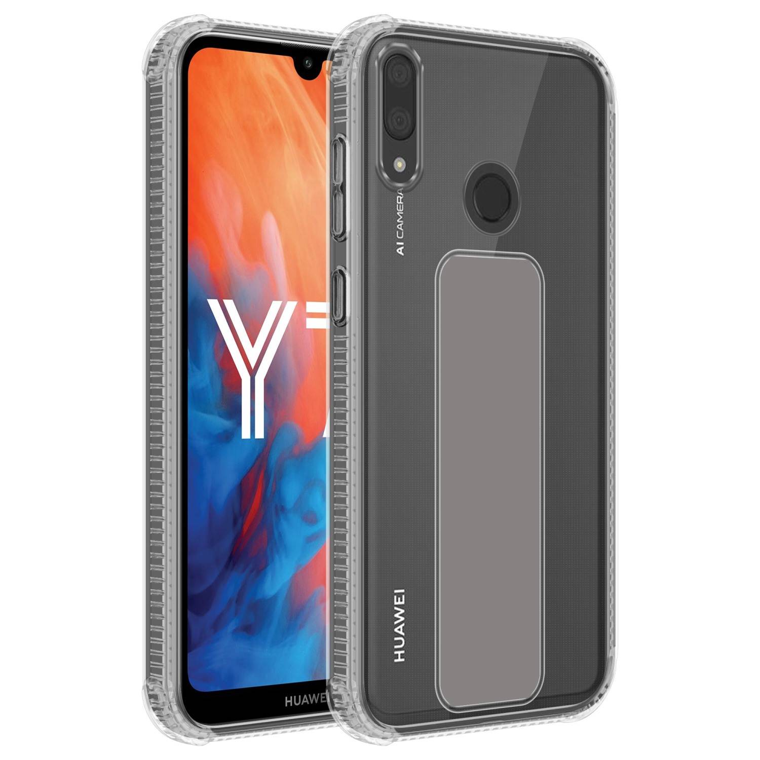 Cadorabo Schutzhülle für Huawei Y7 2019 / Y7 PRIME 2019 Hülle in Grau Etui TPU Silikon Case Cover Standfunktion