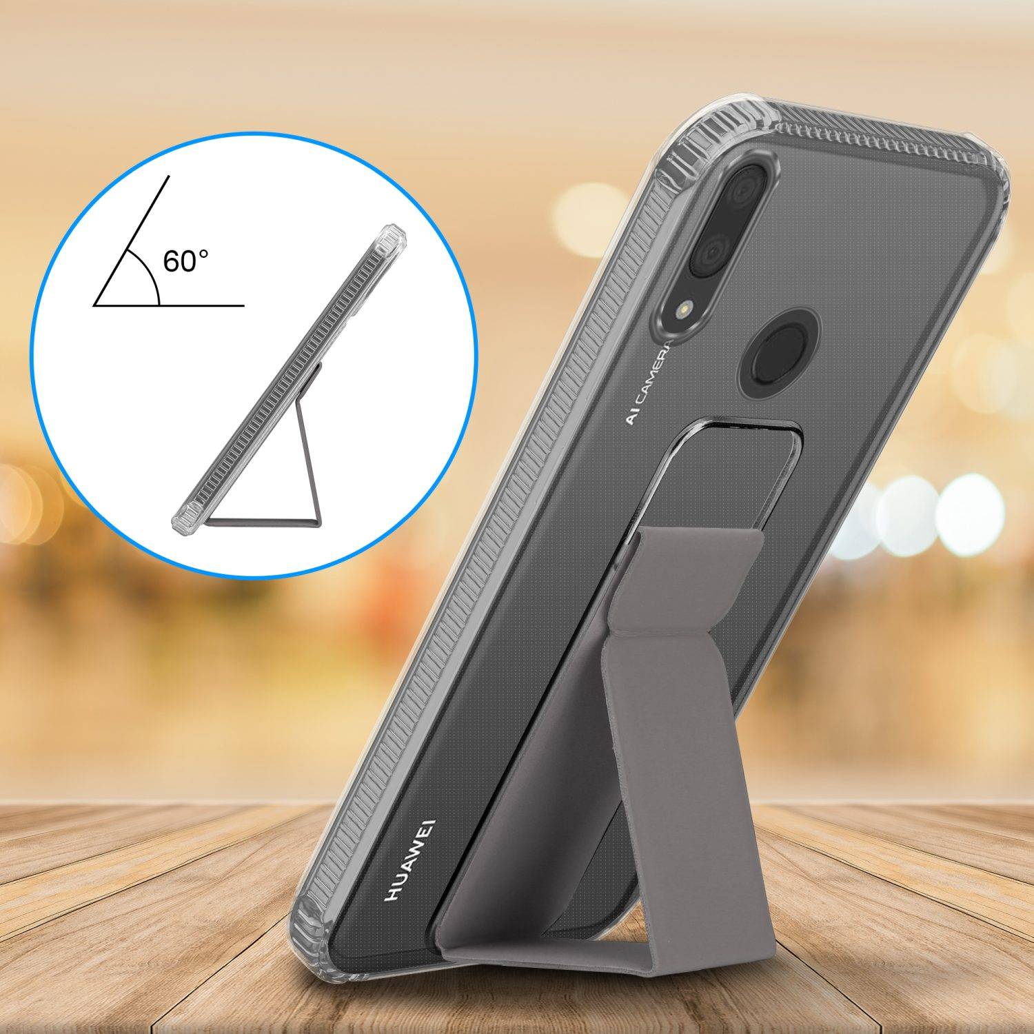 Cadorabo Schutzhülle für Huawei Y7 2019 / Y7 PRIME 2019 Hülle in Grau Etui TPU Silikon Case Cover Standfunktion