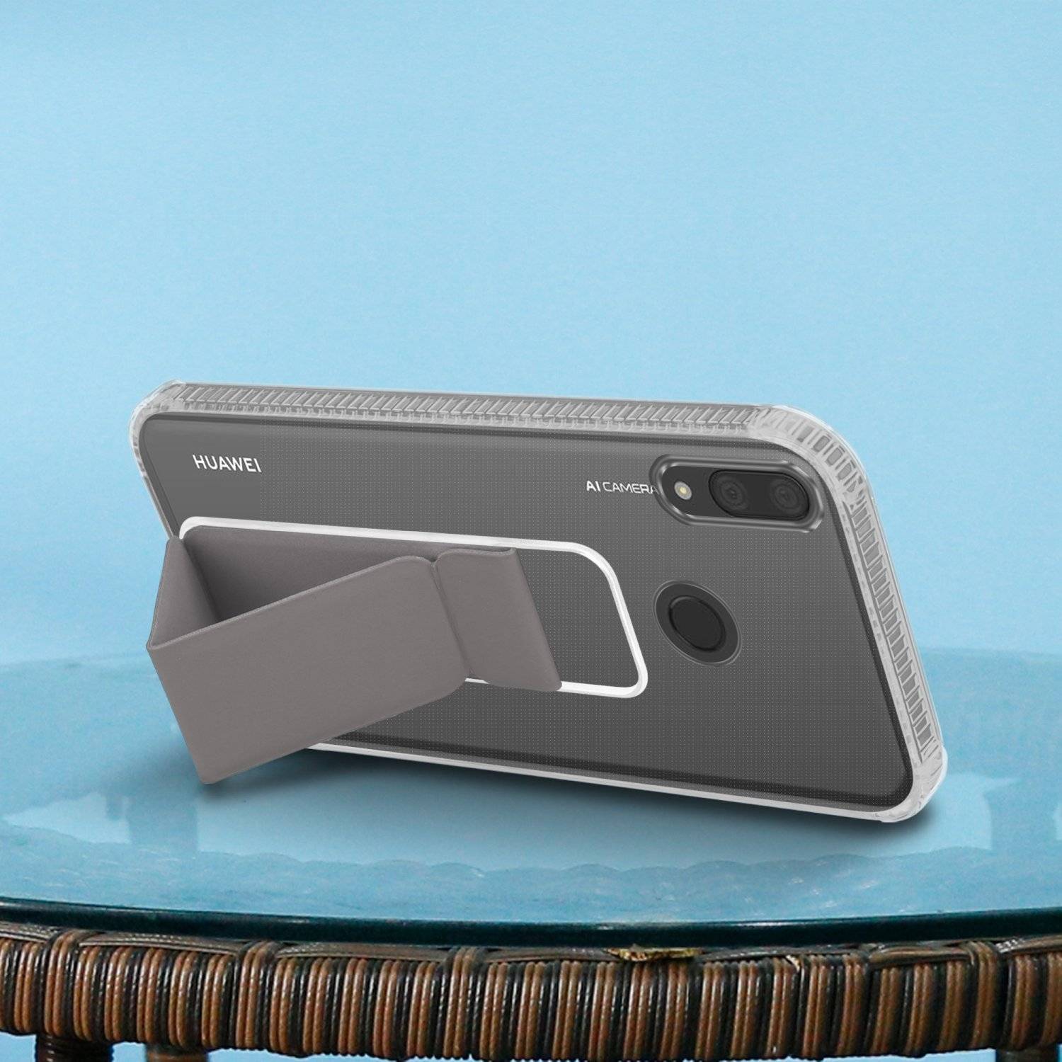 Cadorabo Schutzhülle für Huawei Y7 2019 / Y7 PRIME 2019 Hülle in Grau Etui TPU Silikon Case Cover Standfunktion
