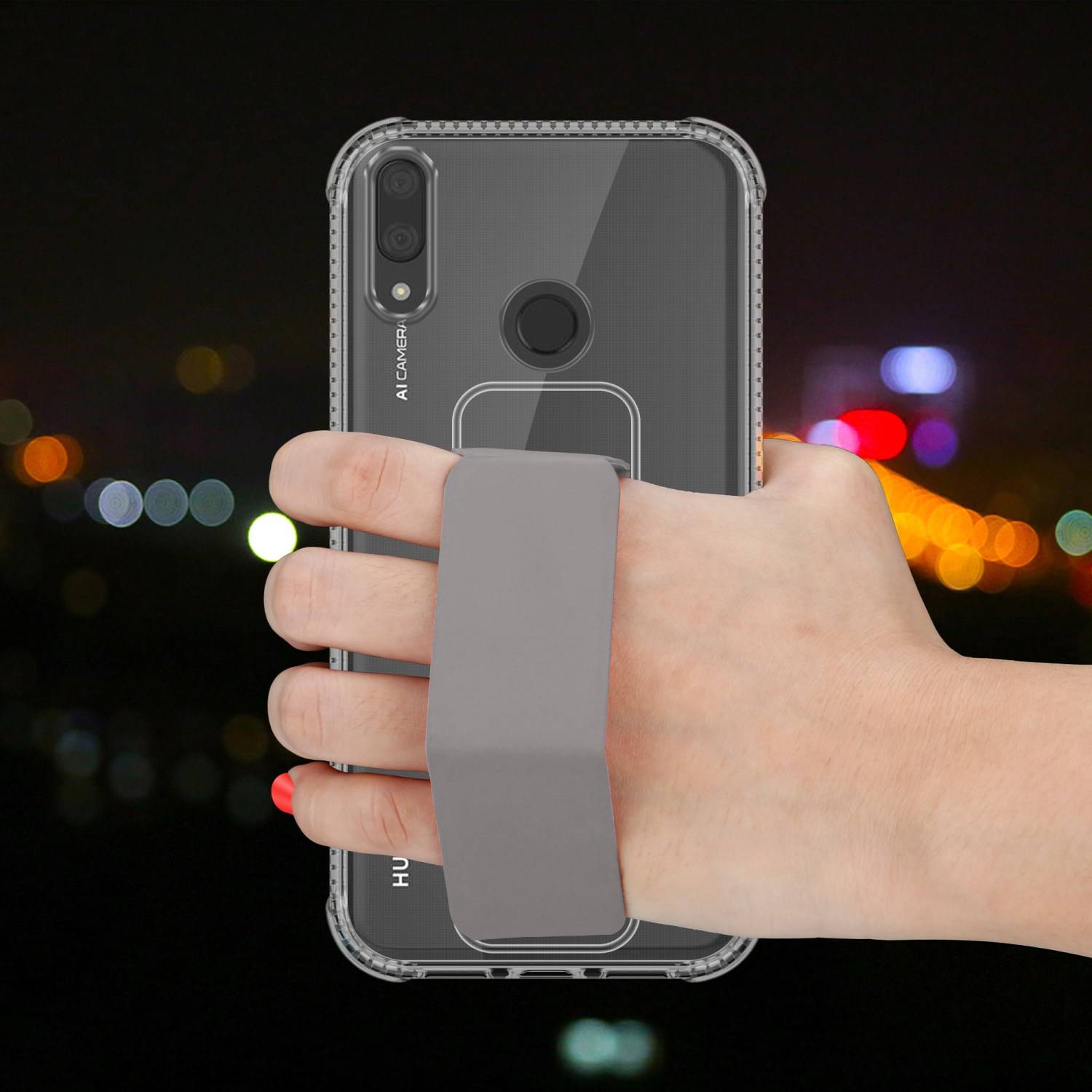 Cadorabo Schutzhülle für Huawei Y7 2019 / Y7 PRIME 2019 Hülle in Grau Etui TPU Silikon Case Cover Standfunktion