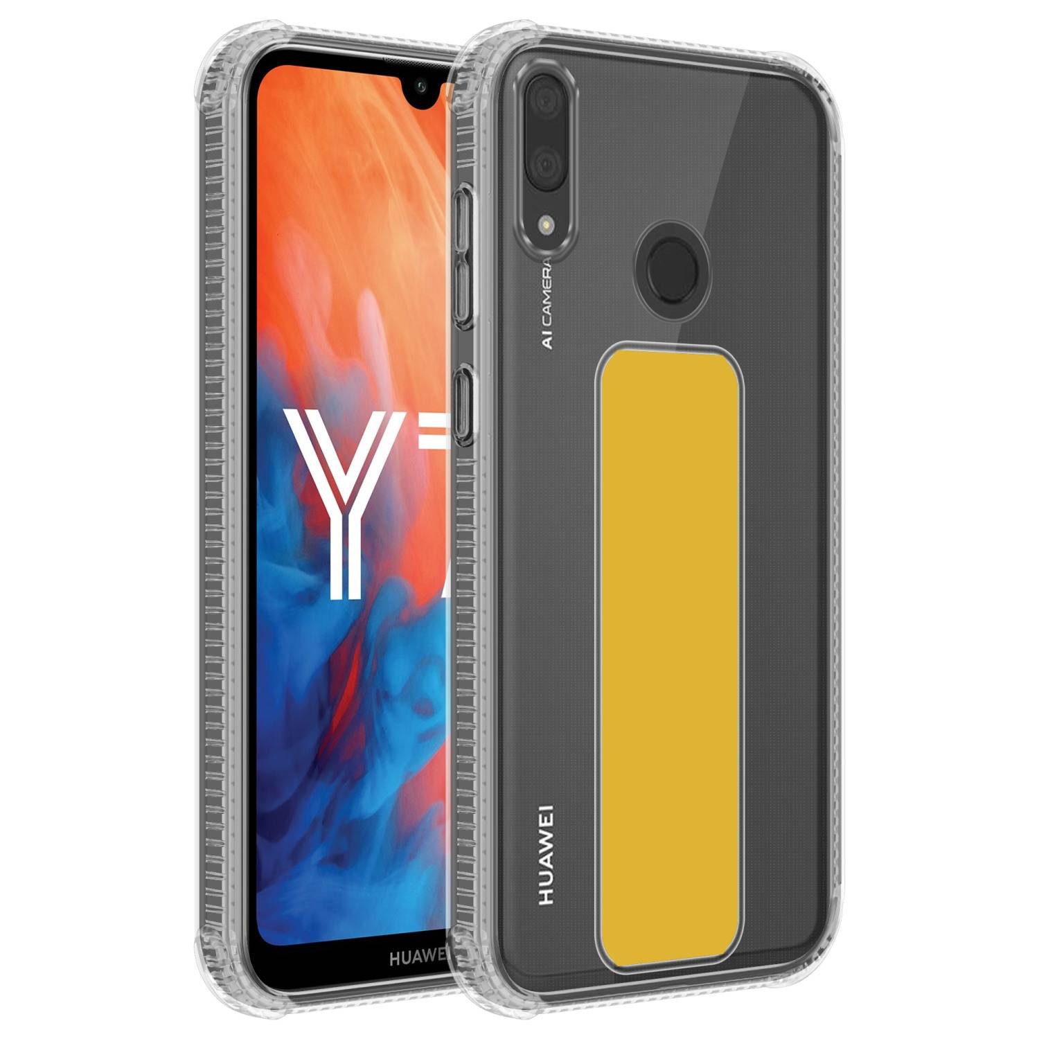 Cadorabo Schutzhülle für Huawei Y7 2019 / Y7 PRIME 2019 Hülle in Gelb Etui TPU Silikon Case Cover Standfunktion