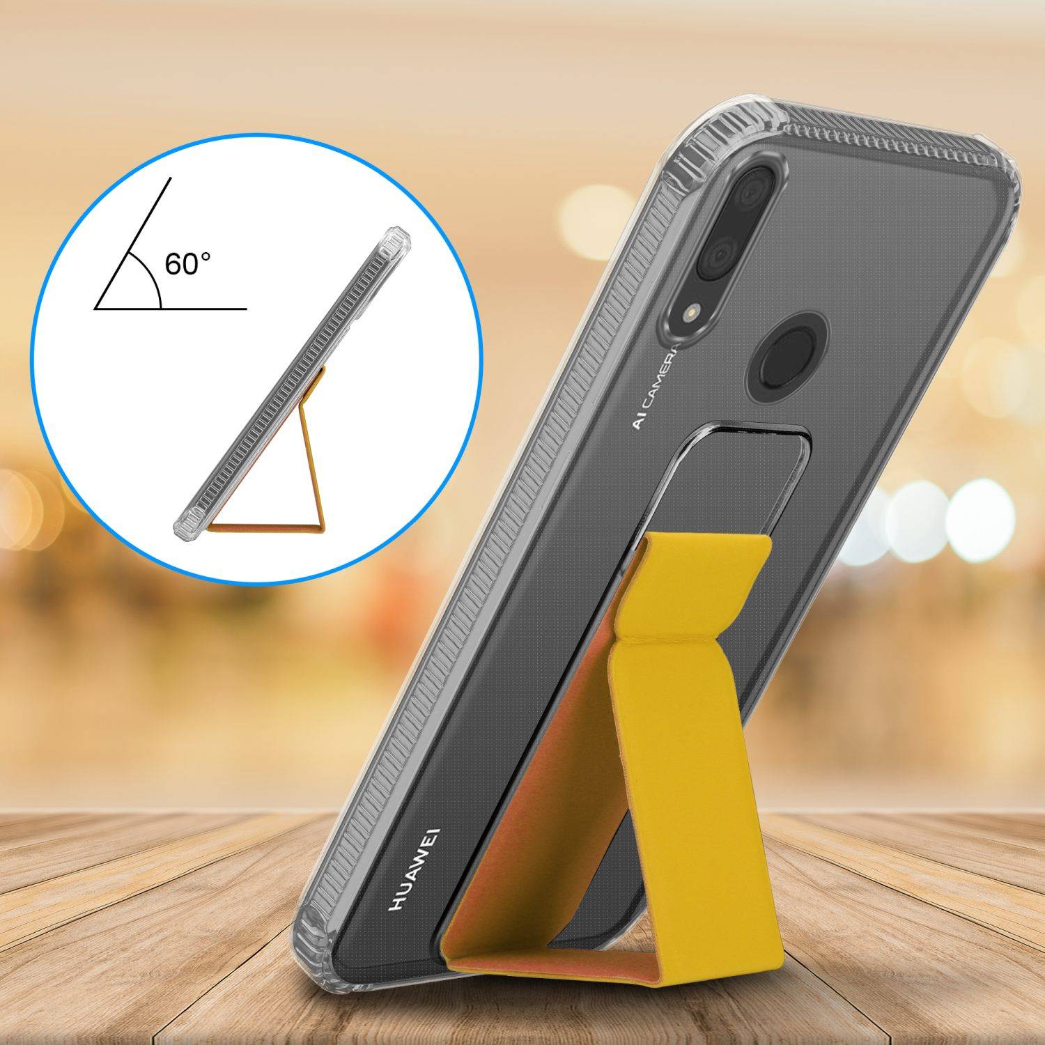 Cadorabo Schutzhülle für Huawei Y7 2019 / Y7 PRIME 2019 Hülle in Gelb Etui TPU Silikon Case Cover Standfunktion