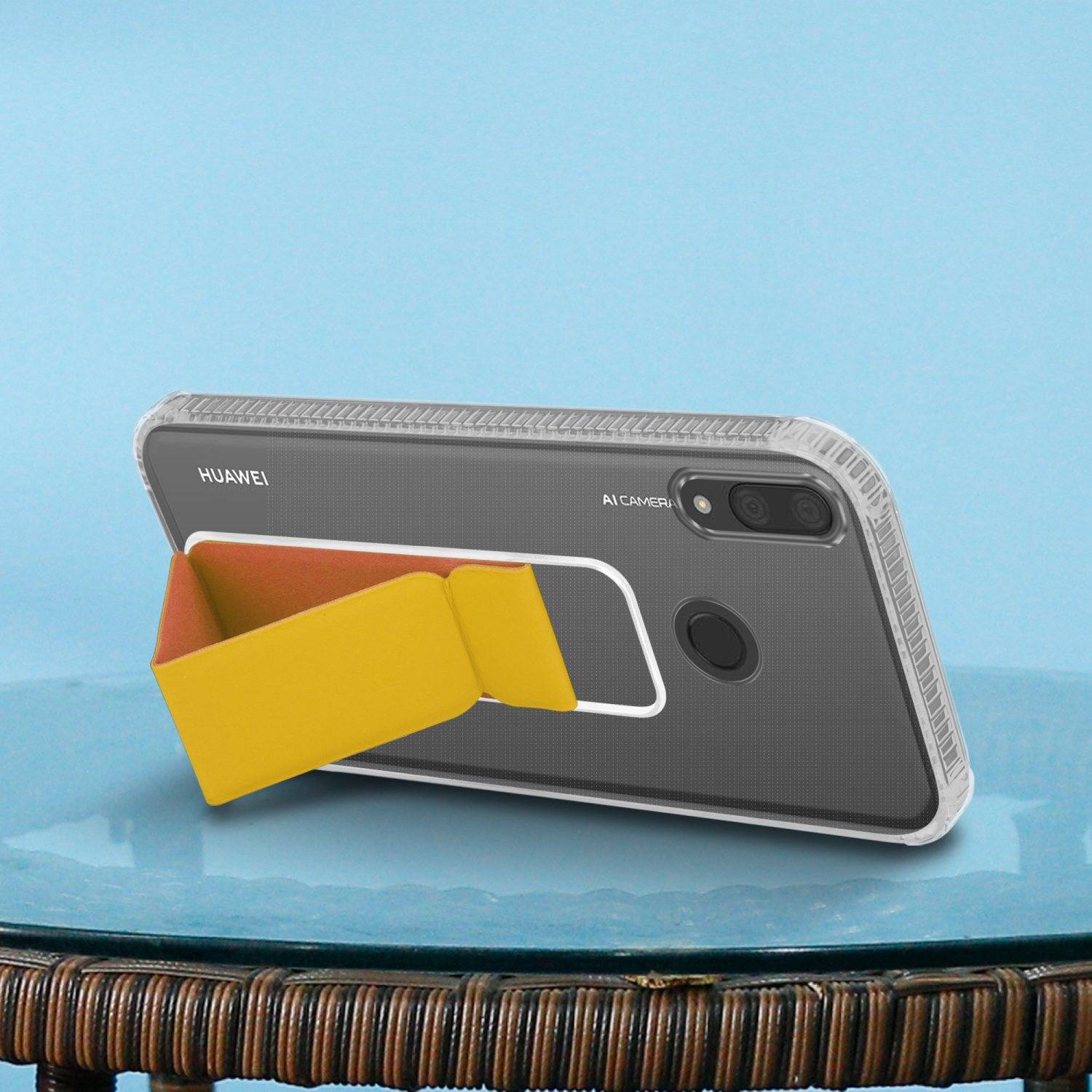 Cadorabo Schutzhülle für Huawei Y7 2019 / Y7 PRIME 2019 Hülle in Gelb Etui TPU Silikon Case Cover Standfunktion