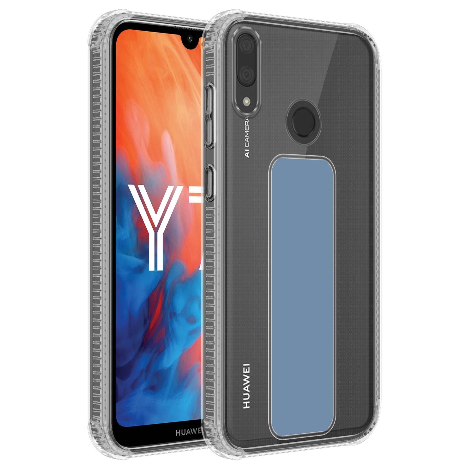 Cadorabo Schutzhülle für Huawei Y7 2019 / Y7 PRIME 2019 Hülle in Blau Etui TPU Silikon Case Cover Standfunktion