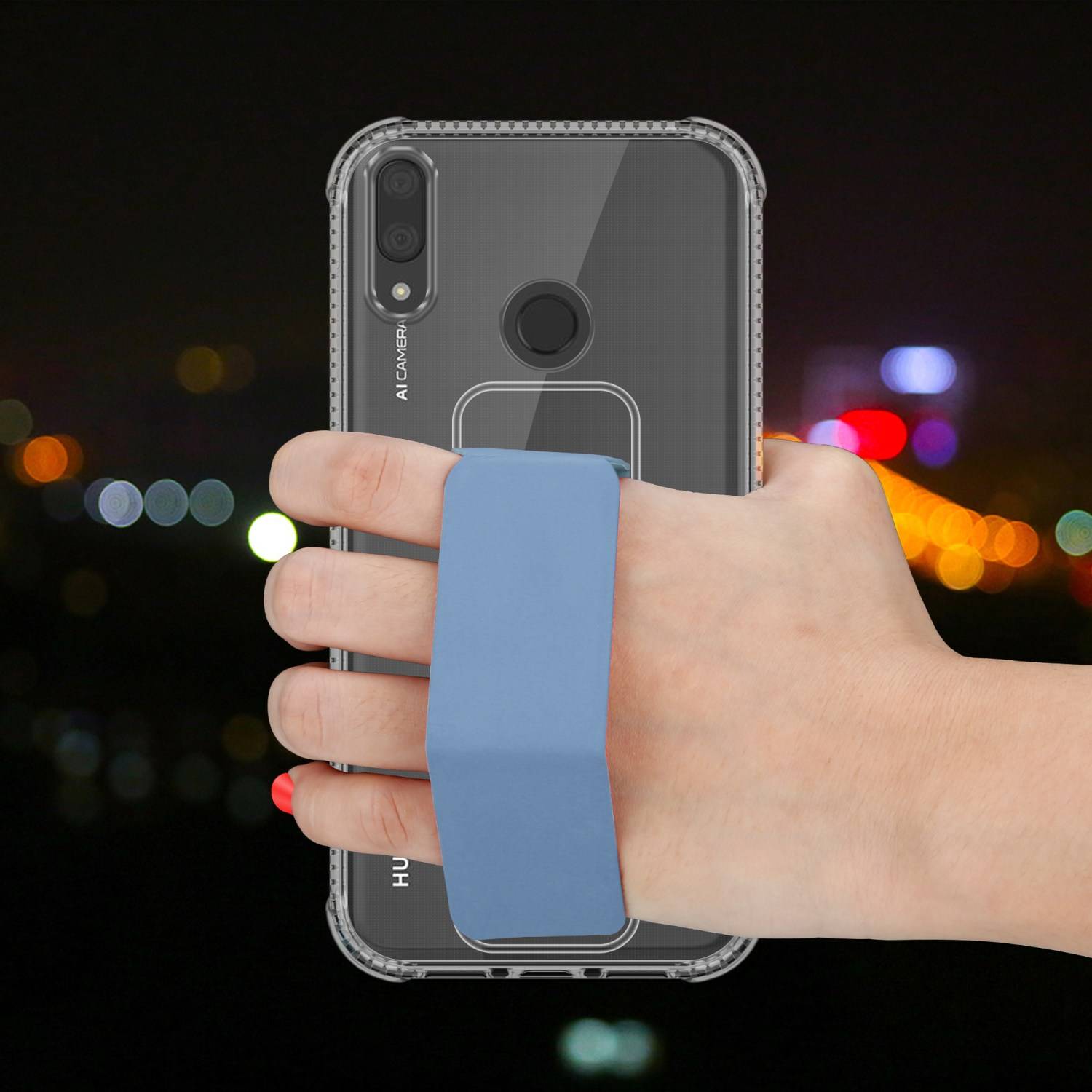 Cadorabo Schutzhülle für Huawei Y7 2019 / Y7 PRIME 2019 Hülle in Blau Etui TPU Silikon Case Cover Standfunktion