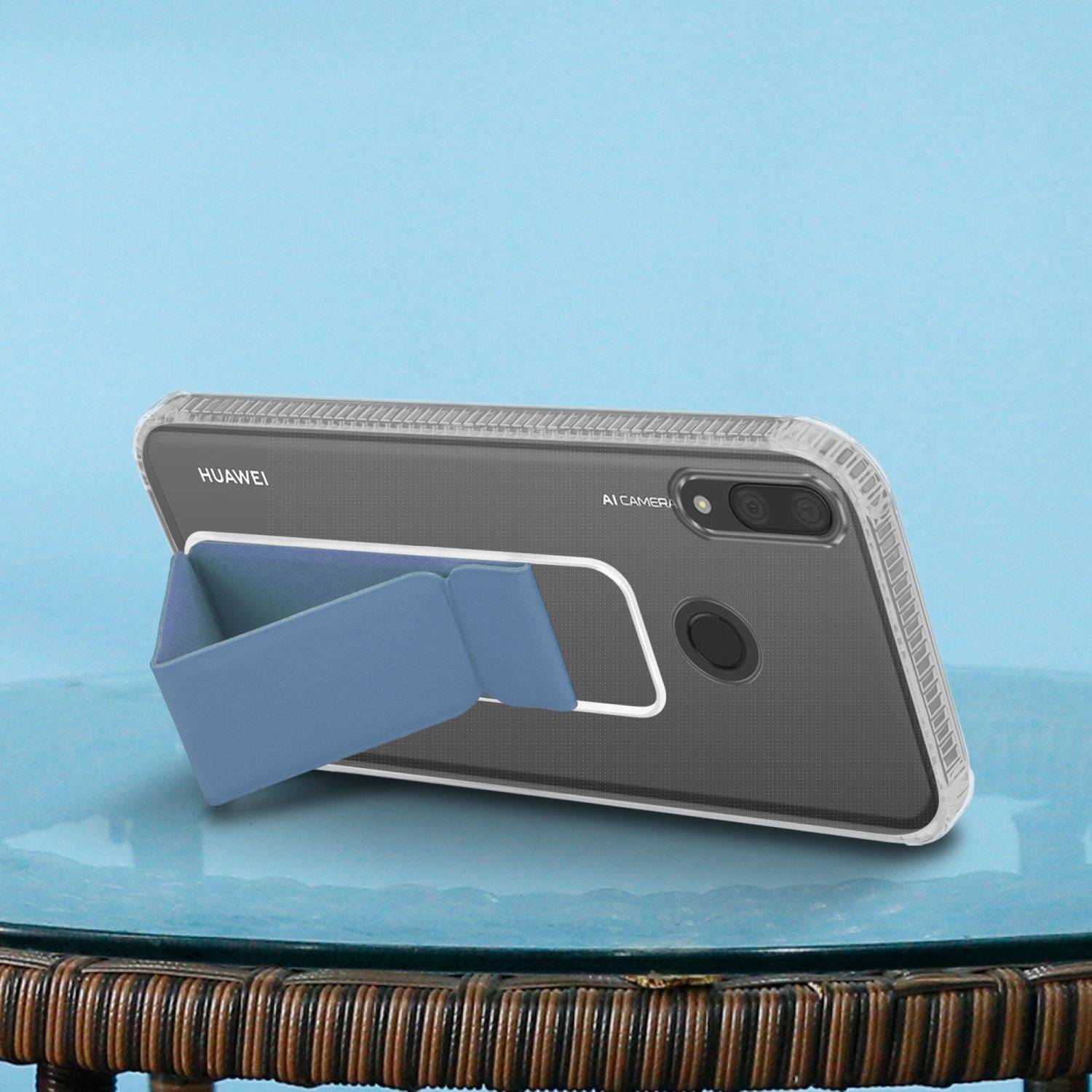 Cadorabo Schutzhülle für Huawei Y7 2019 / Y7 PRIME 2019 Hülle in Blau Etui TPU Silikon Case Cover Standfunktion